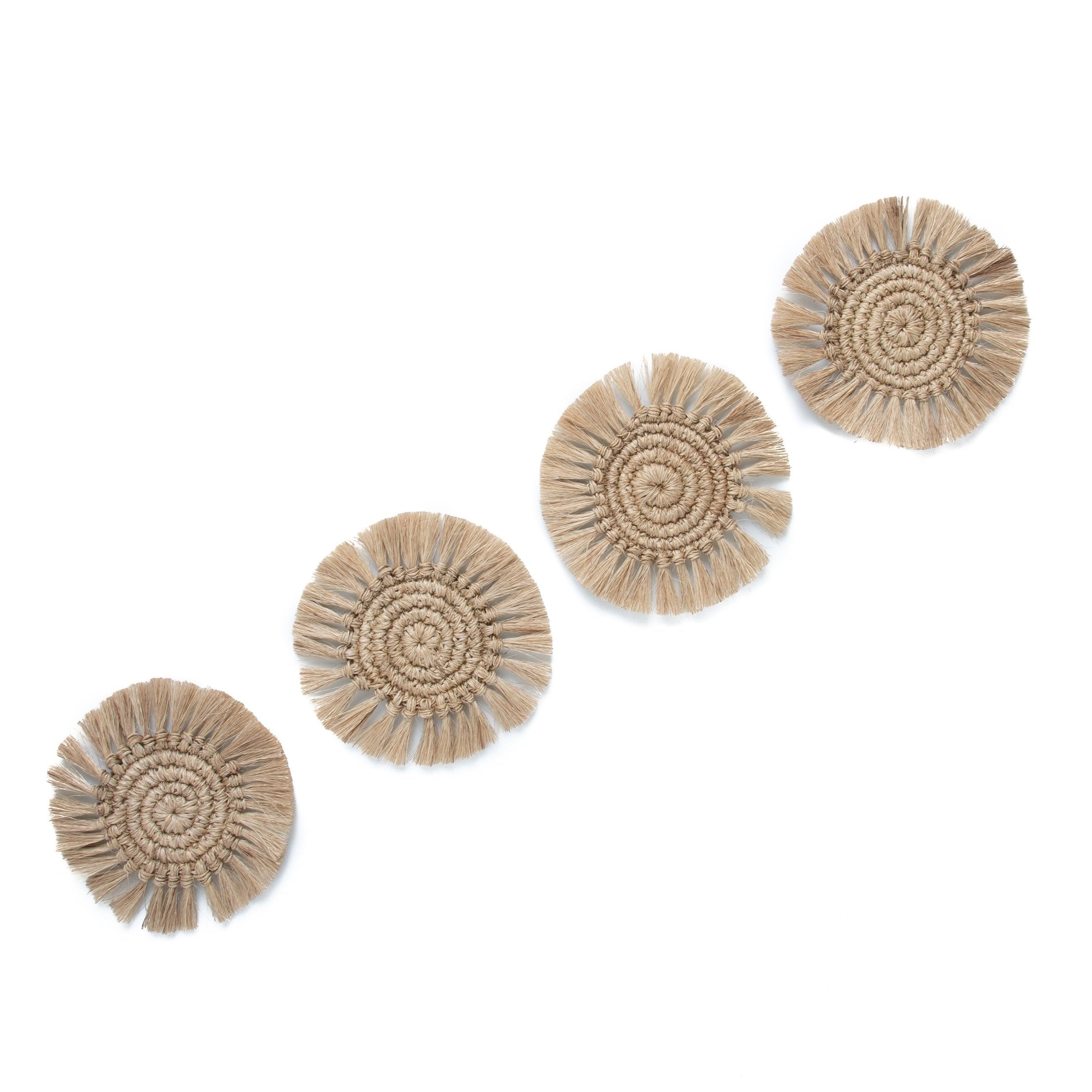 Natural Fringes Coaster Set of 4