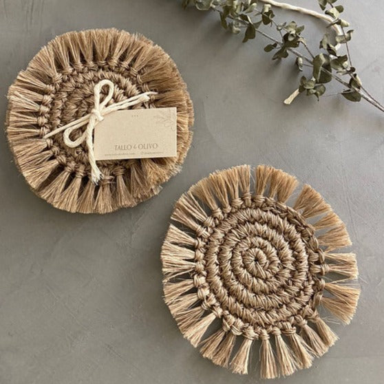 Natural Fringes Coaster Set of 4