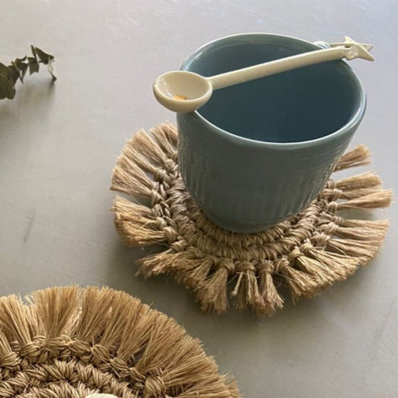 Natural Fringes Coaster Set of 4