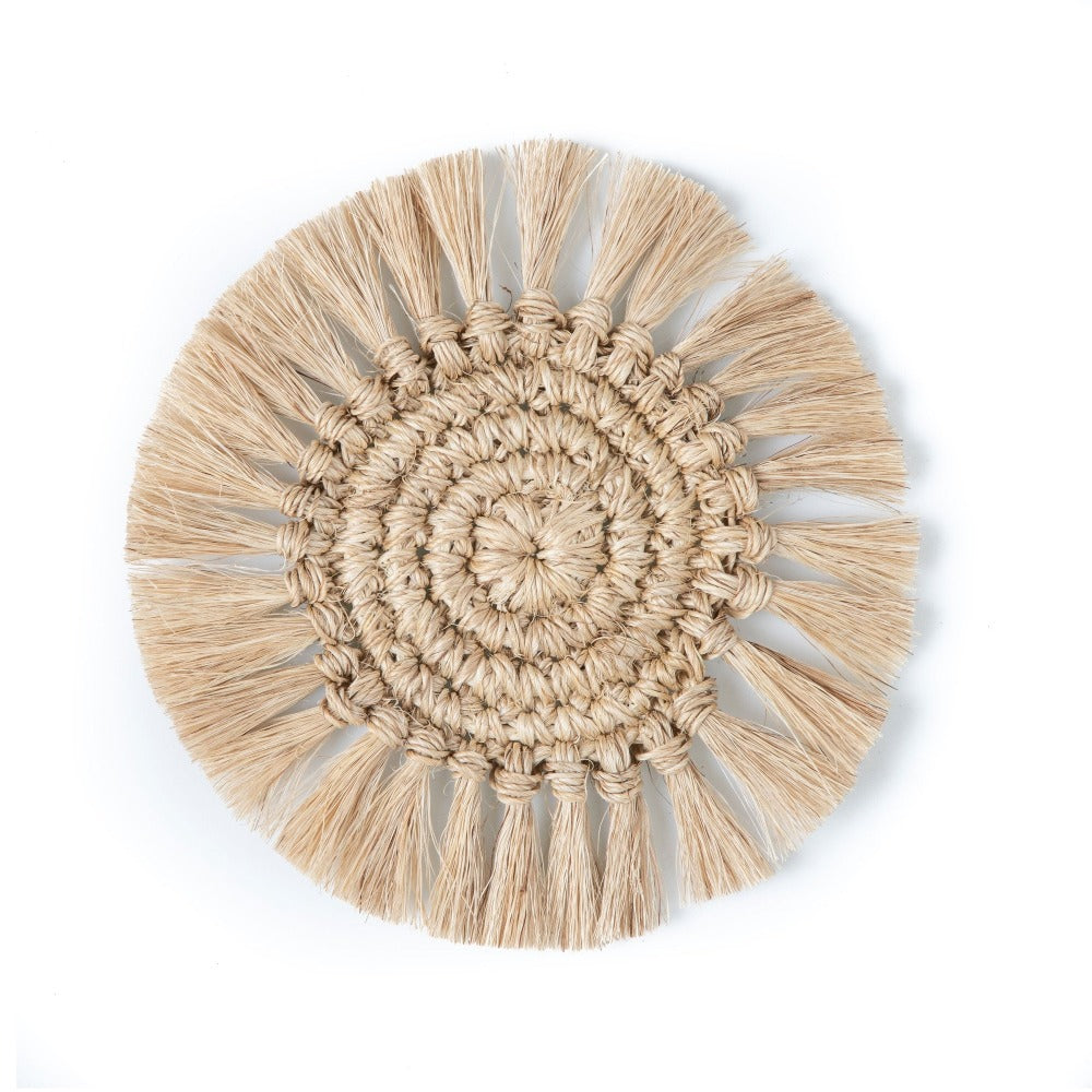 Natural Fringes Coaster Set of 4