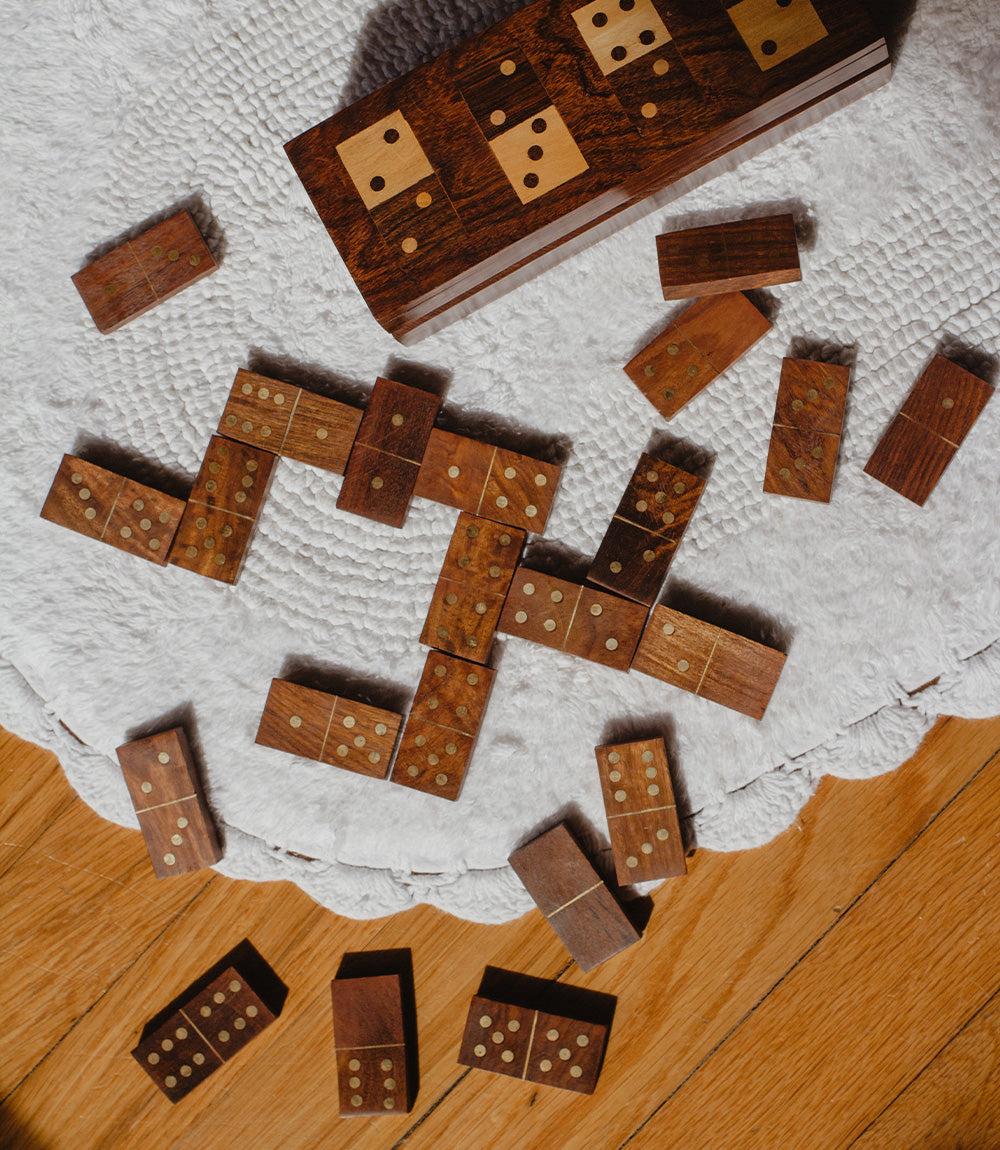 Handmade Domino Family Fun Wooden Game Set