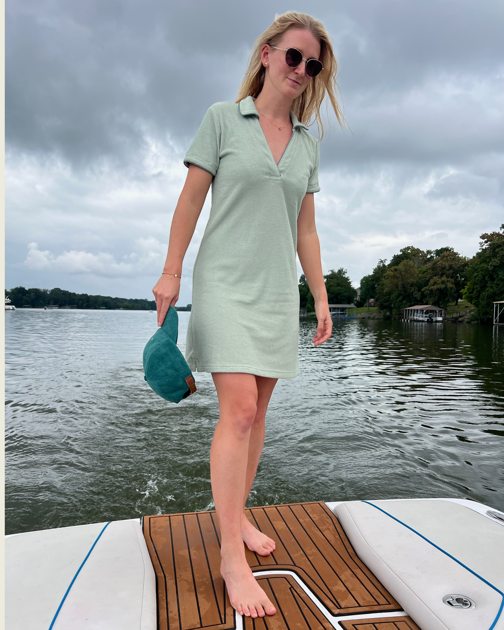 Sage Terry Cloth Polo Dress