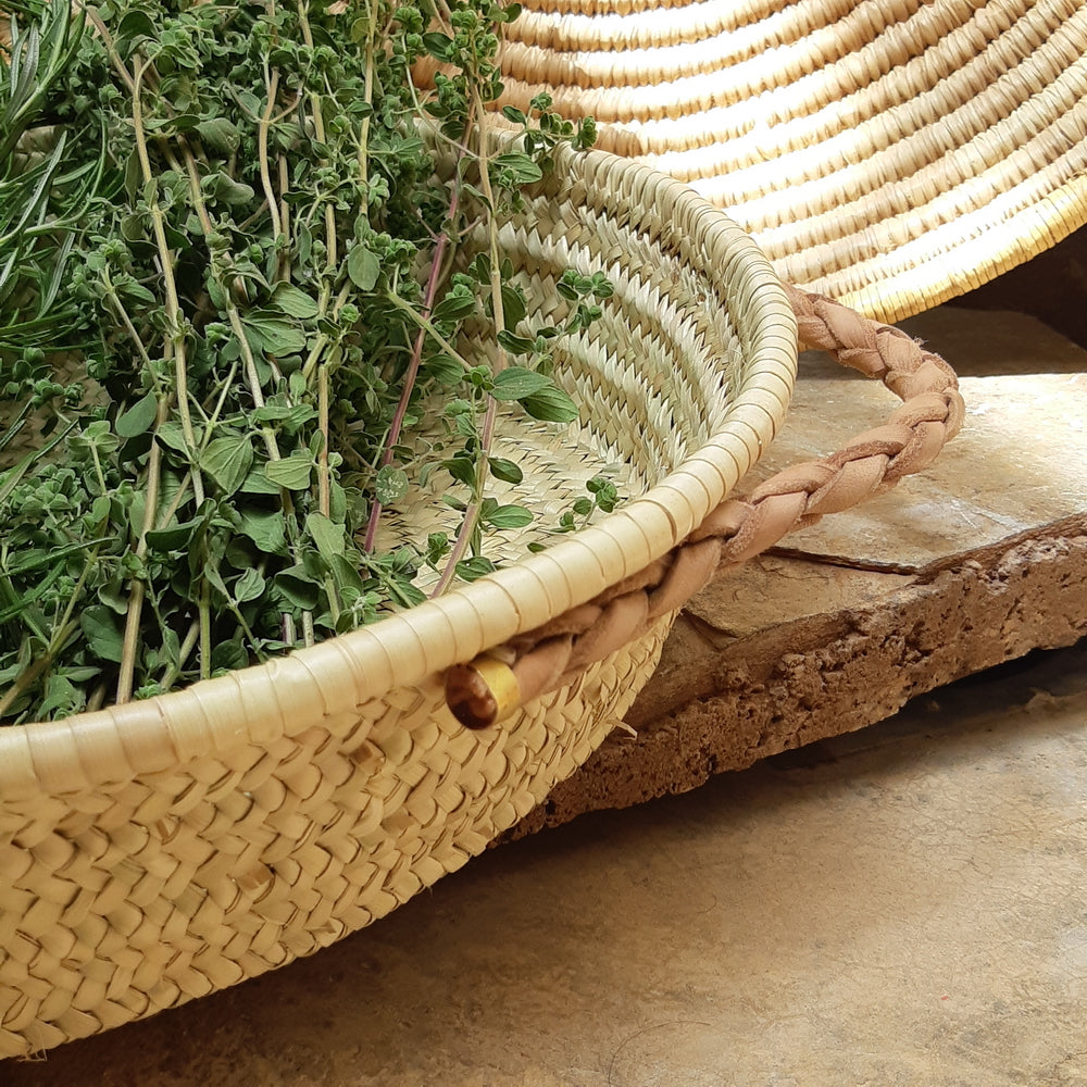 Hand-Woven Palm Tray Baskets