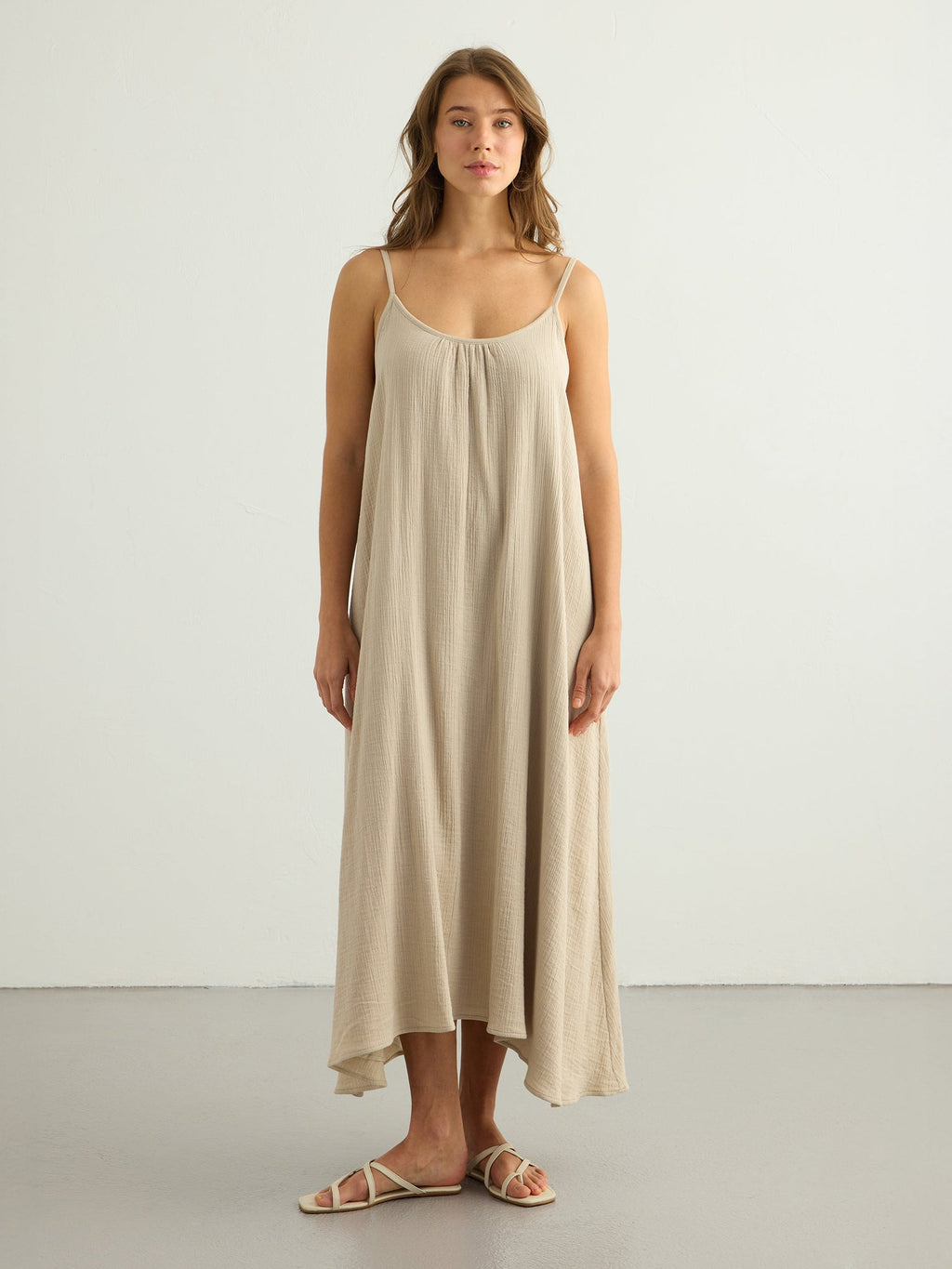 Aura Low Back Maxi Dress - Oatmeal