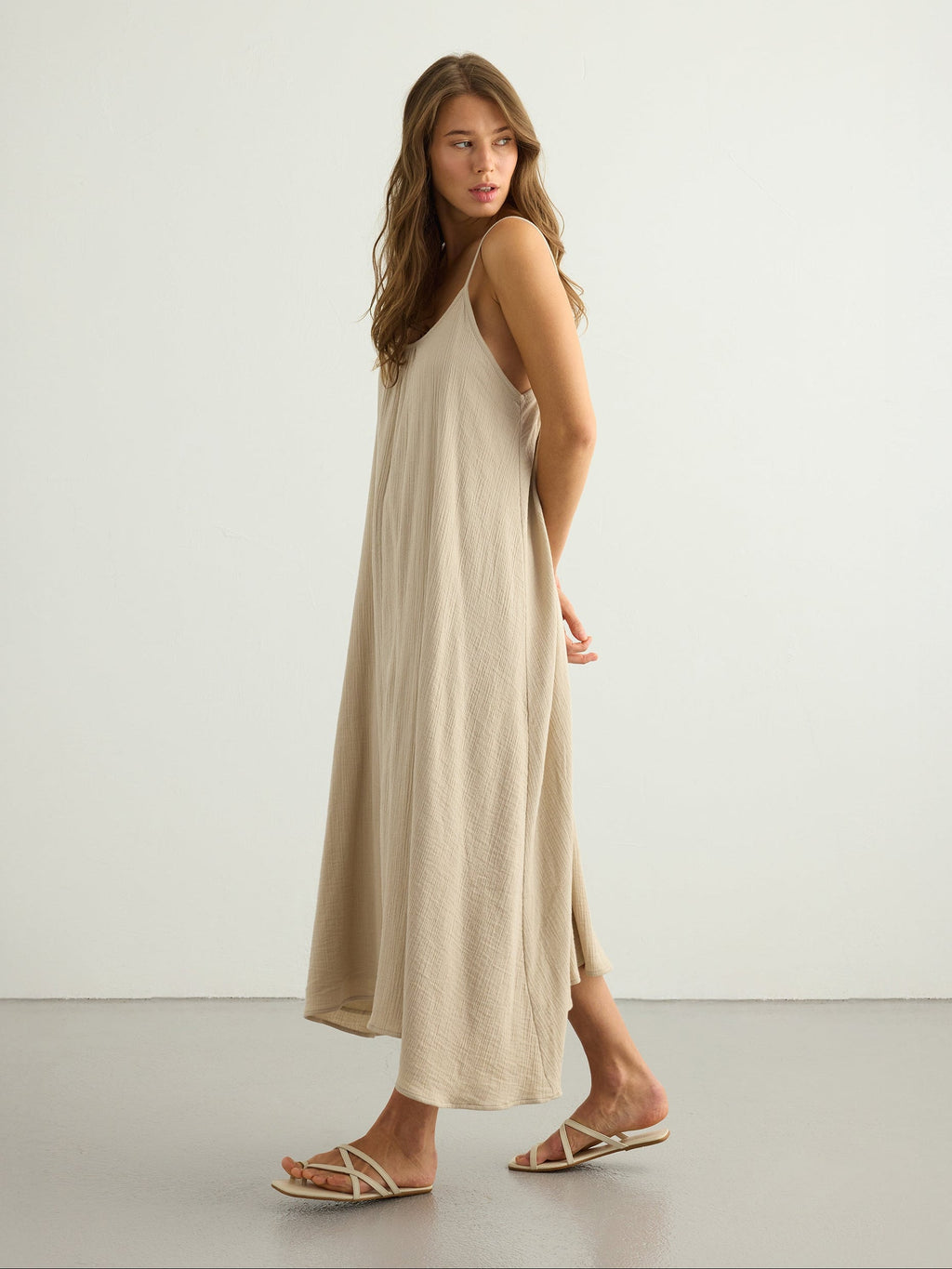 Aura Low Back Maxi Dress - Oatmeal