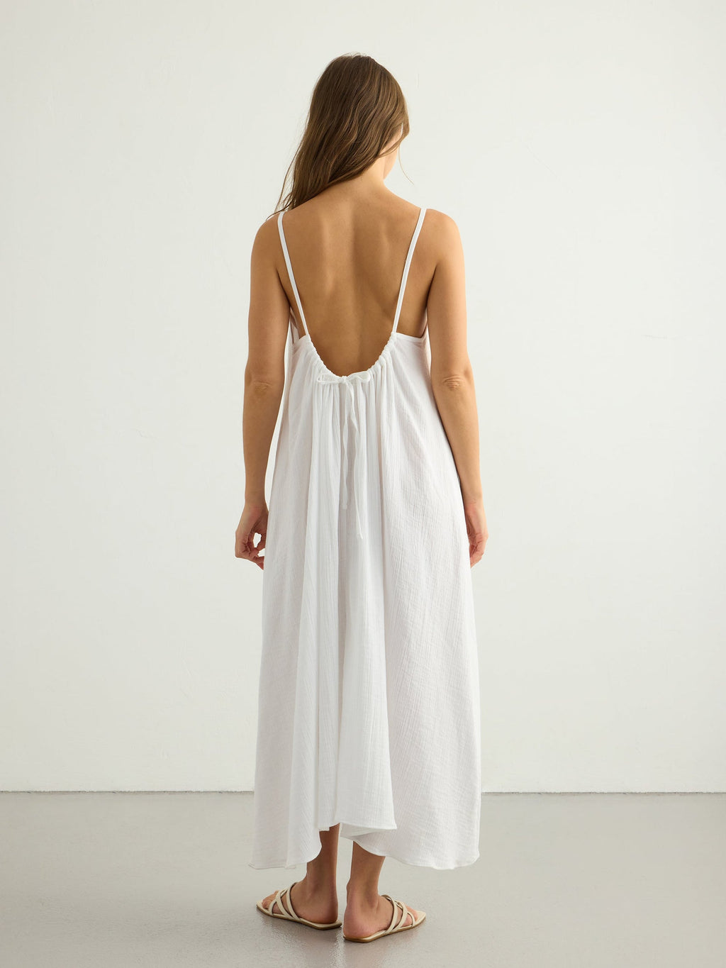 Aura Low Back Maxi Dress - White