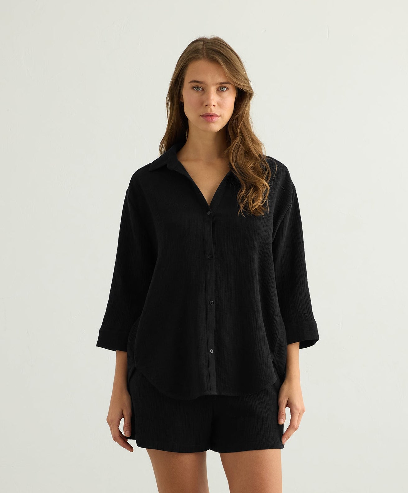 Aura Maxi Shirt - Black