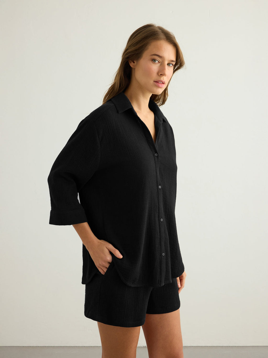Aura Maxi Shirt - Black