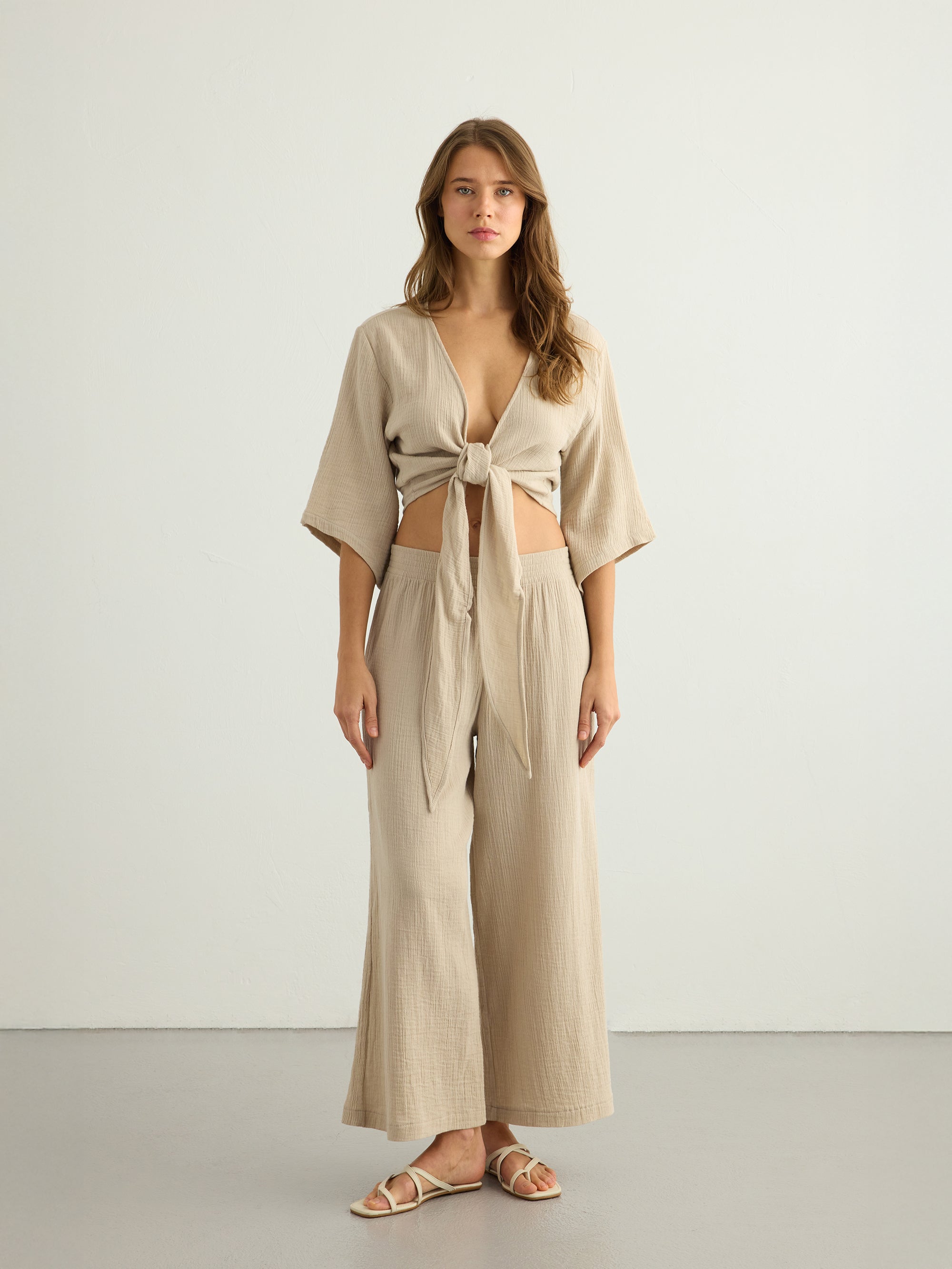 Aura Wrap Top - Oatmeal