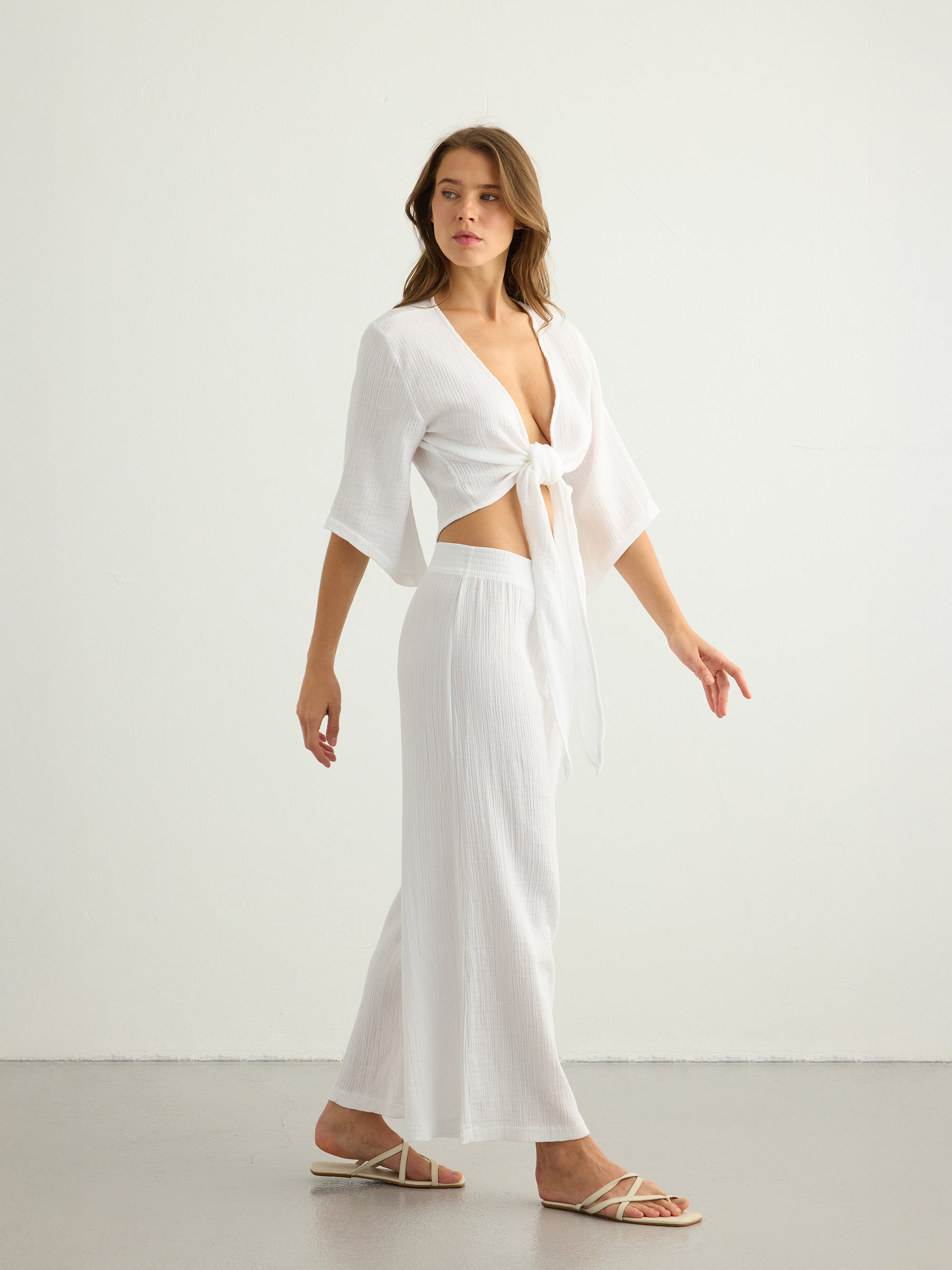 Aura Palazzo Pants - White