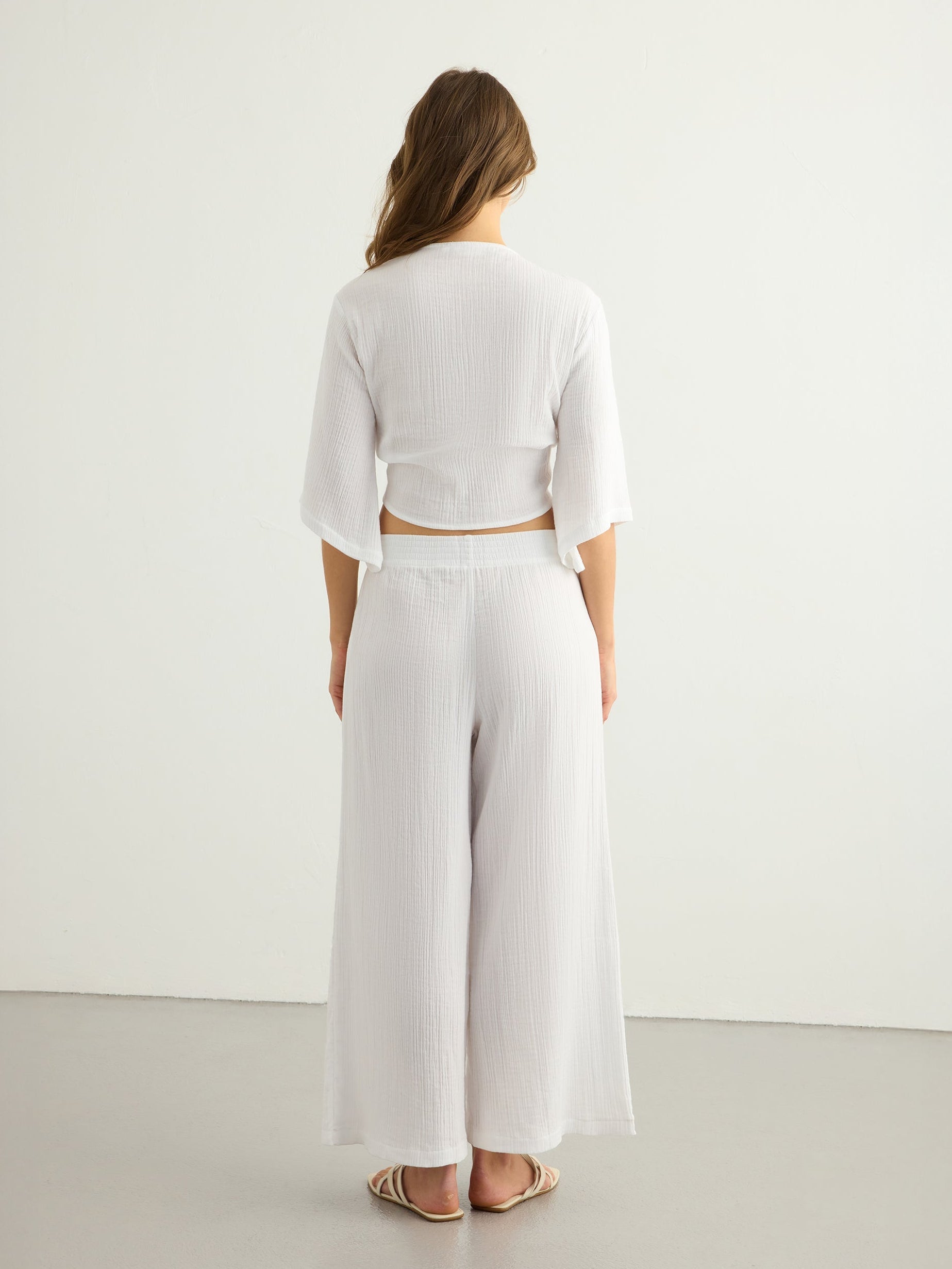 Aura Palazzo Pants - White