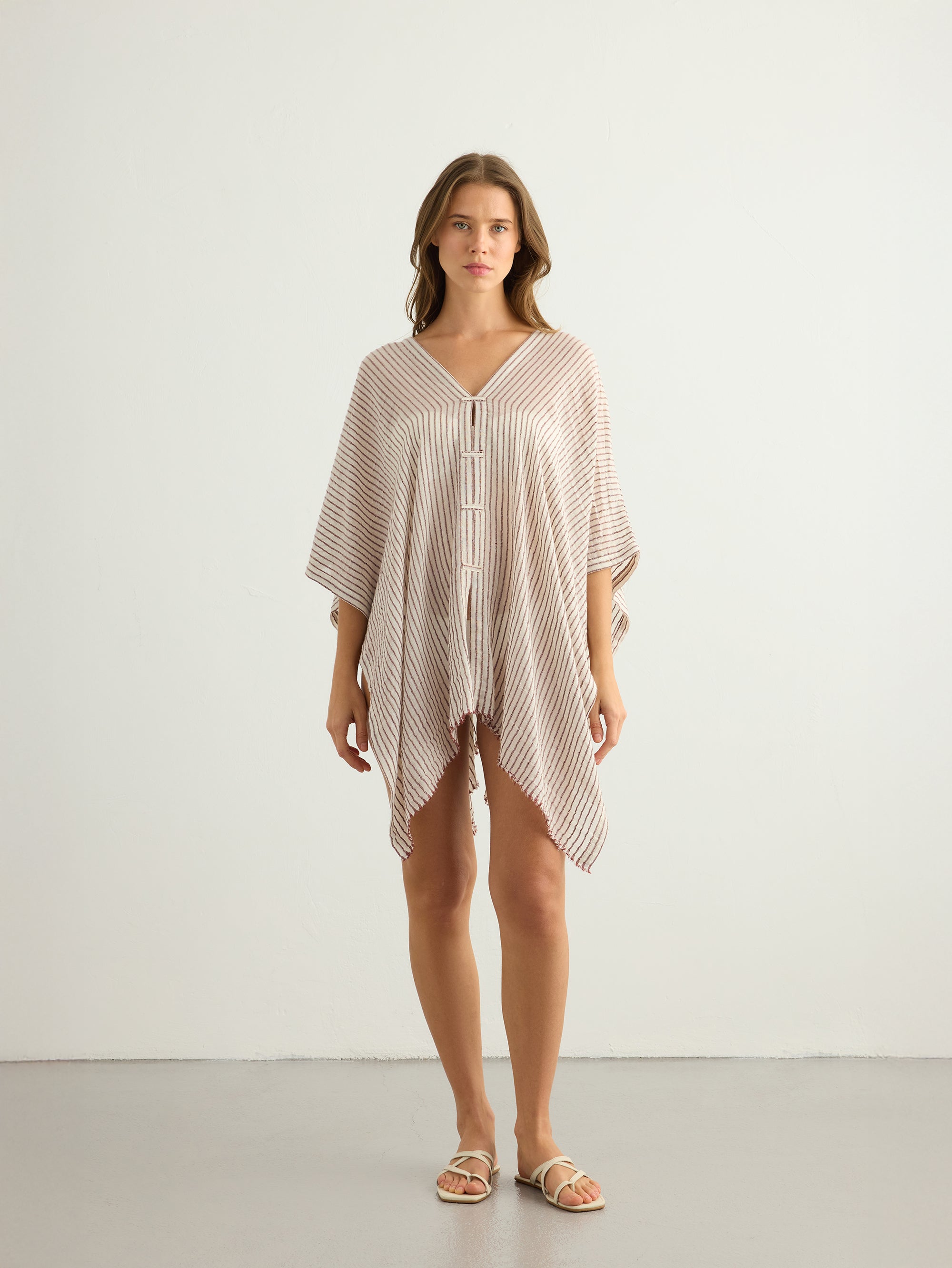 Ava Kimono - Burgundy Stripes