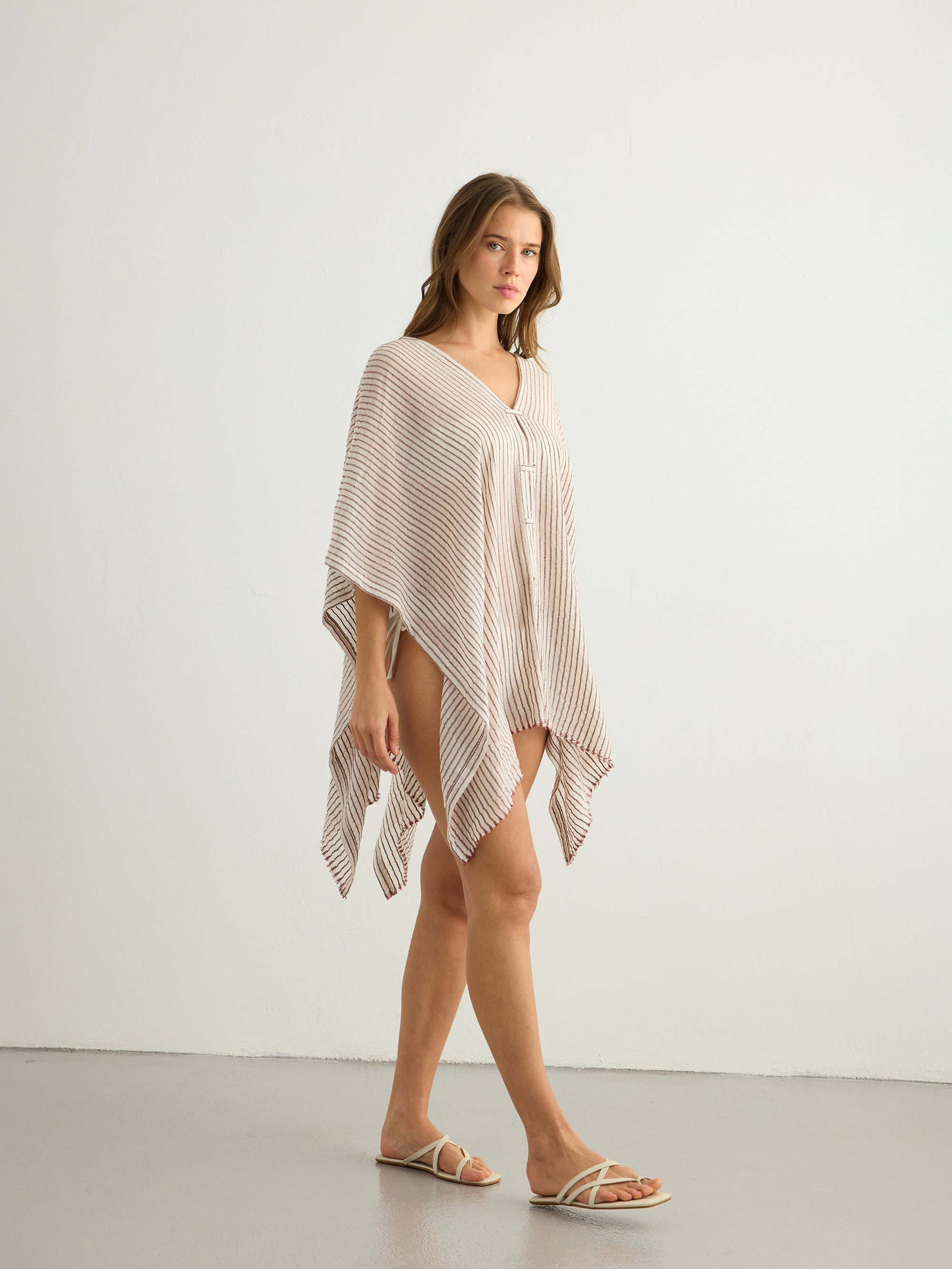 Ava Kimono - Burgundy Stripes