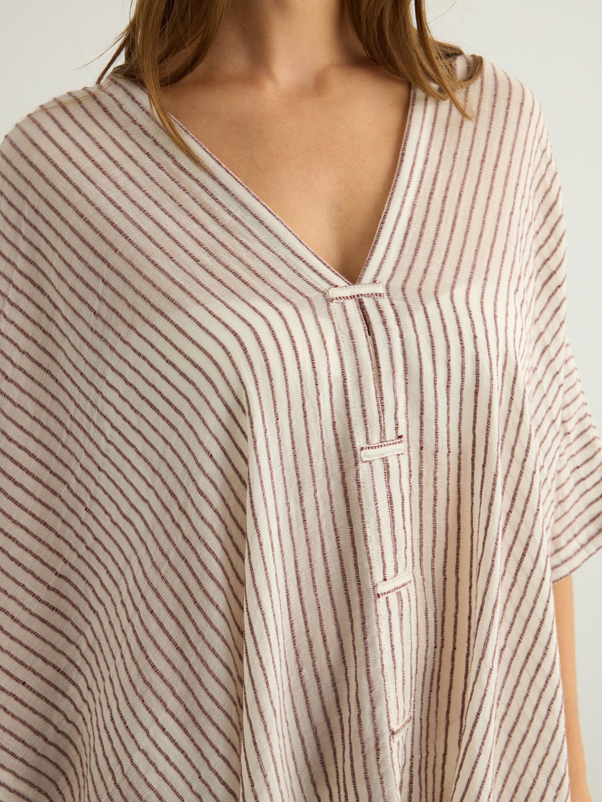 Ava Kimono - Burgundy Stripes