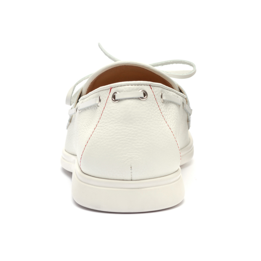 Men's White Pebbled Leather Barca Yacht Loafer