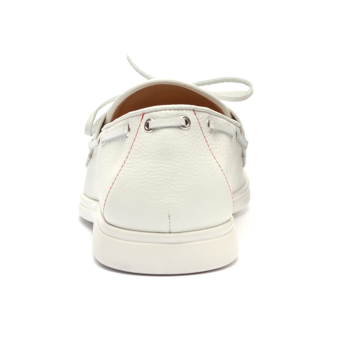 Men's White Pebbled Leather Barca Yacht Loafer