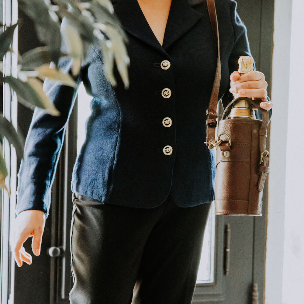 Campaign Leather Wine Tote Carrier