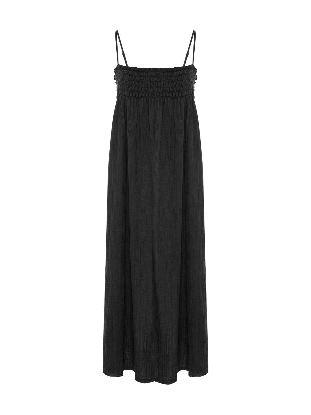 Kaya Smocked Maxi Dress - Charcoal