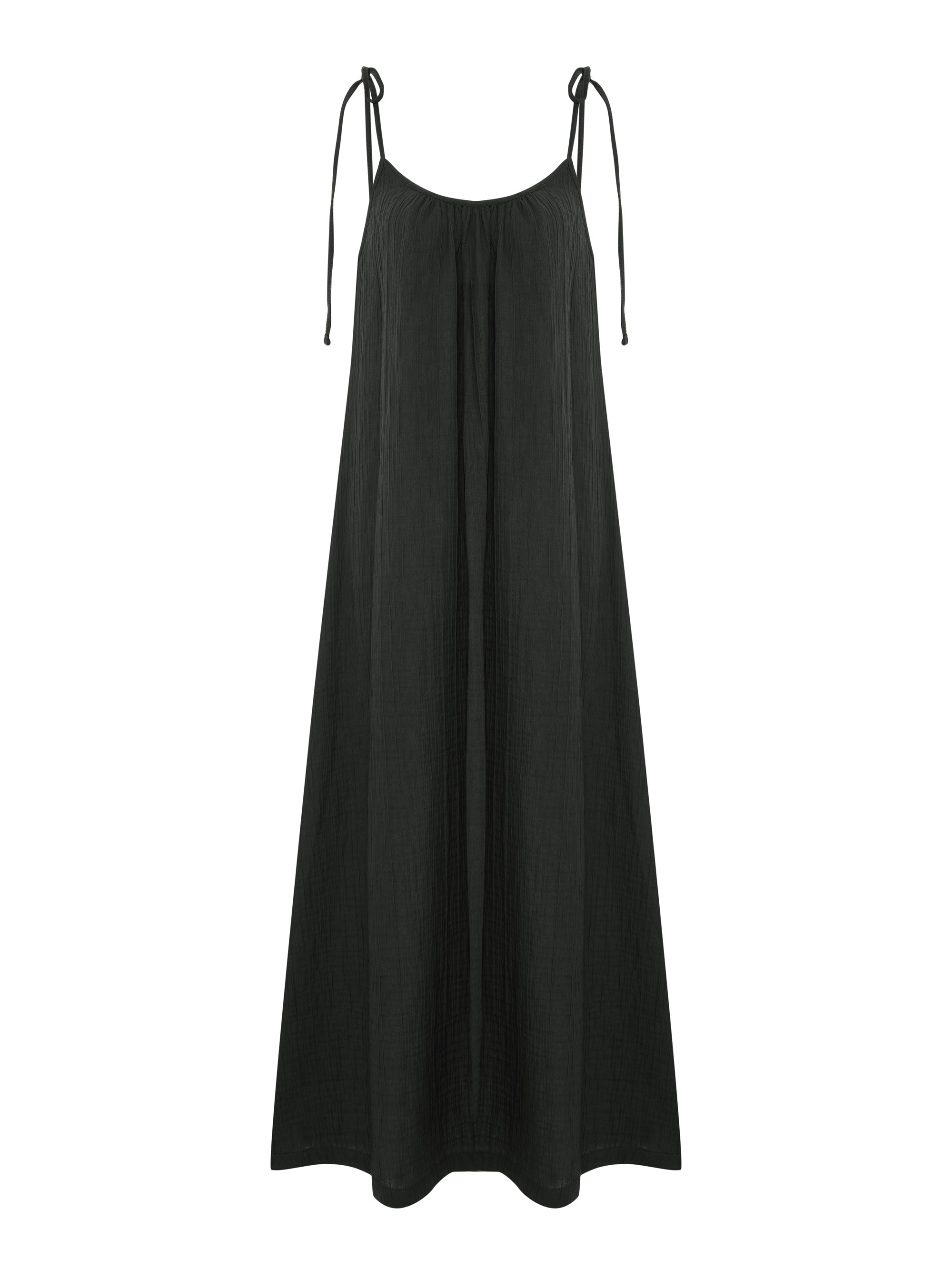 Kaya Tie Strap Maxi Dress - Charcoal