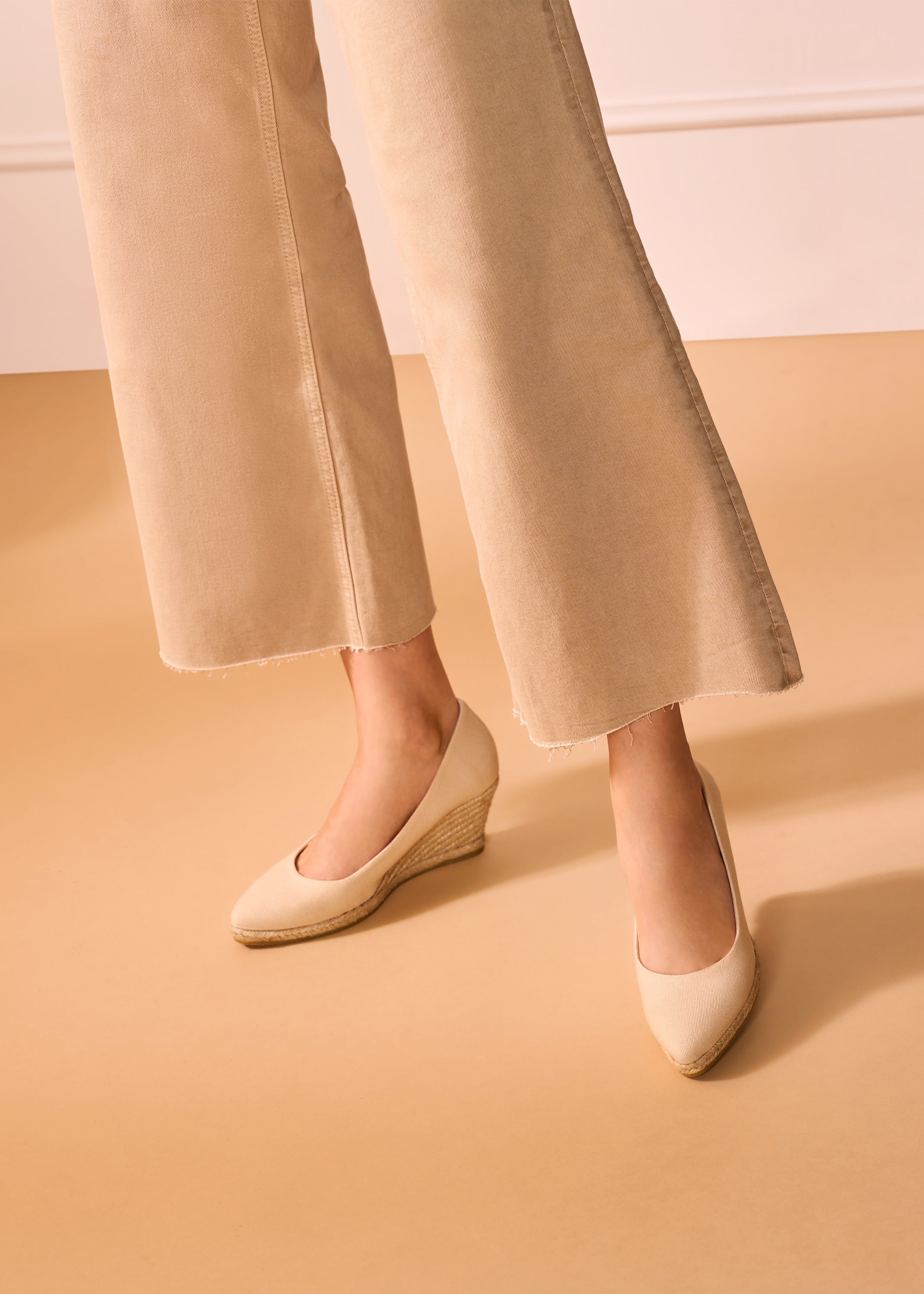 Roses Canvas U Cut Espadrille Wedges