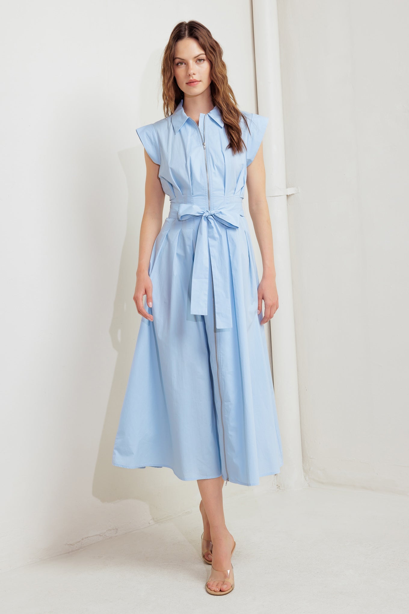 BLUE SERENITY WOVEN MIDI DRESS