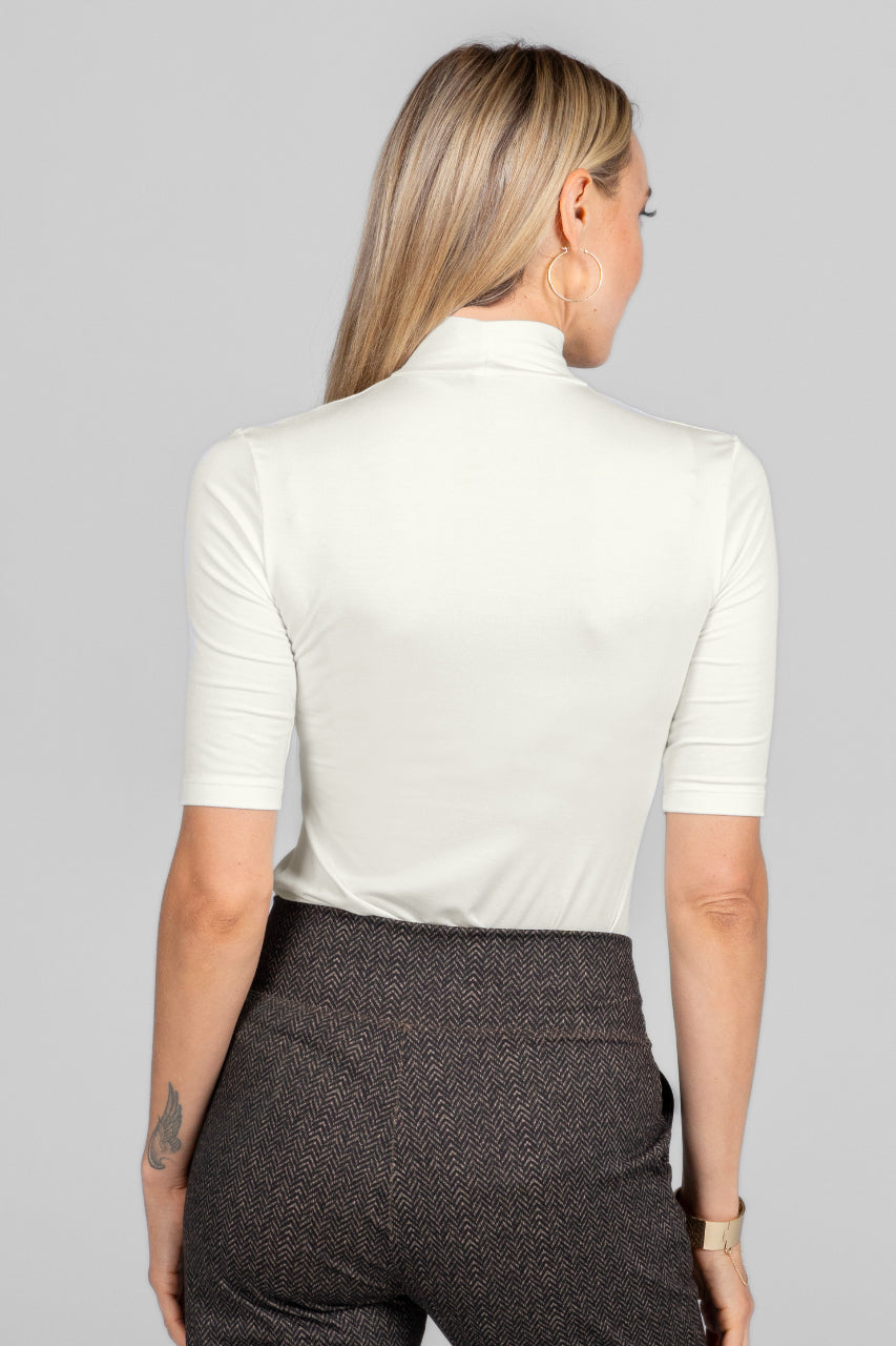 GRACE MOCKNECK TEE: IVORY