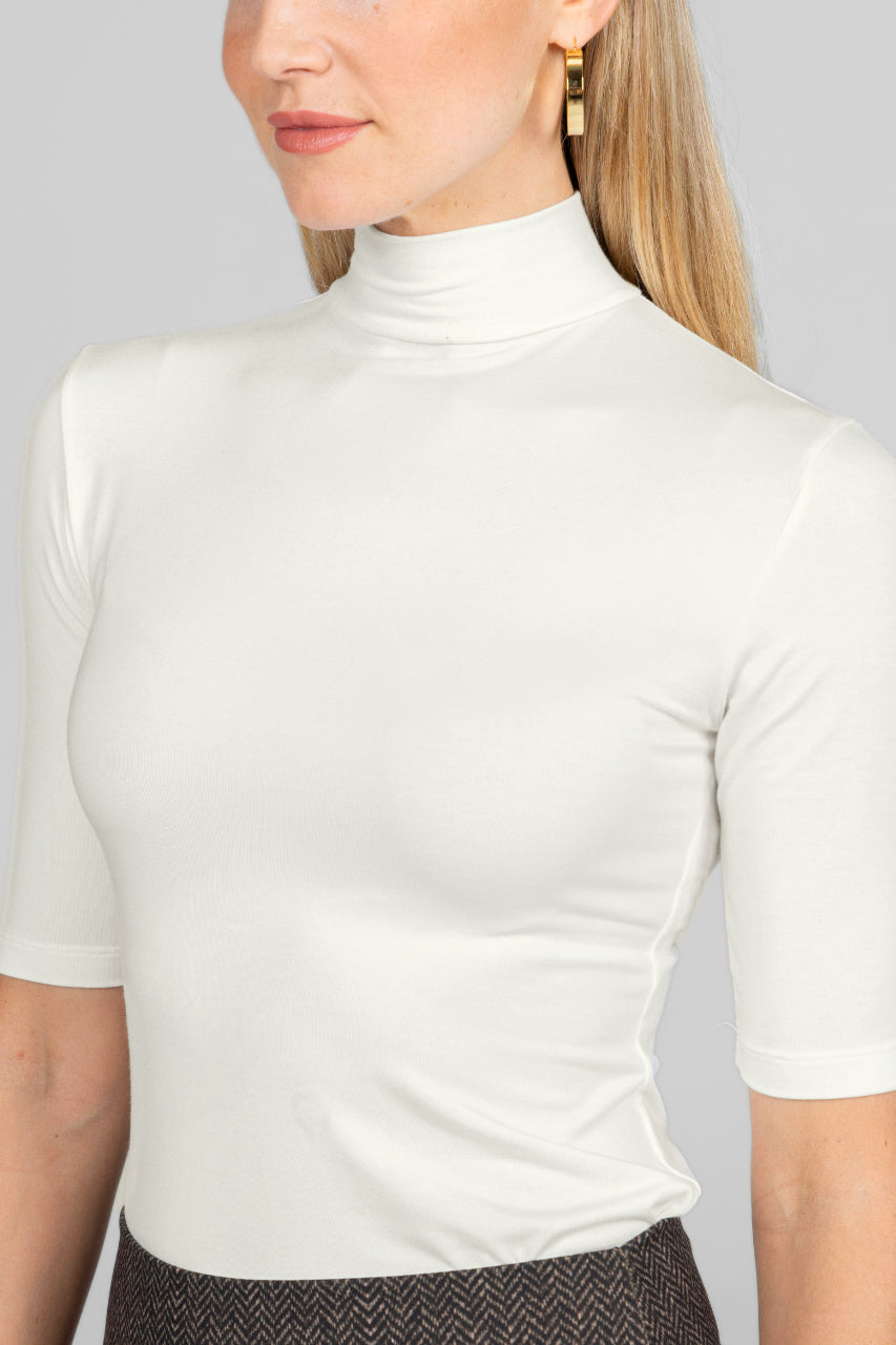 GRACE MOCKNECK TEE: IVORY