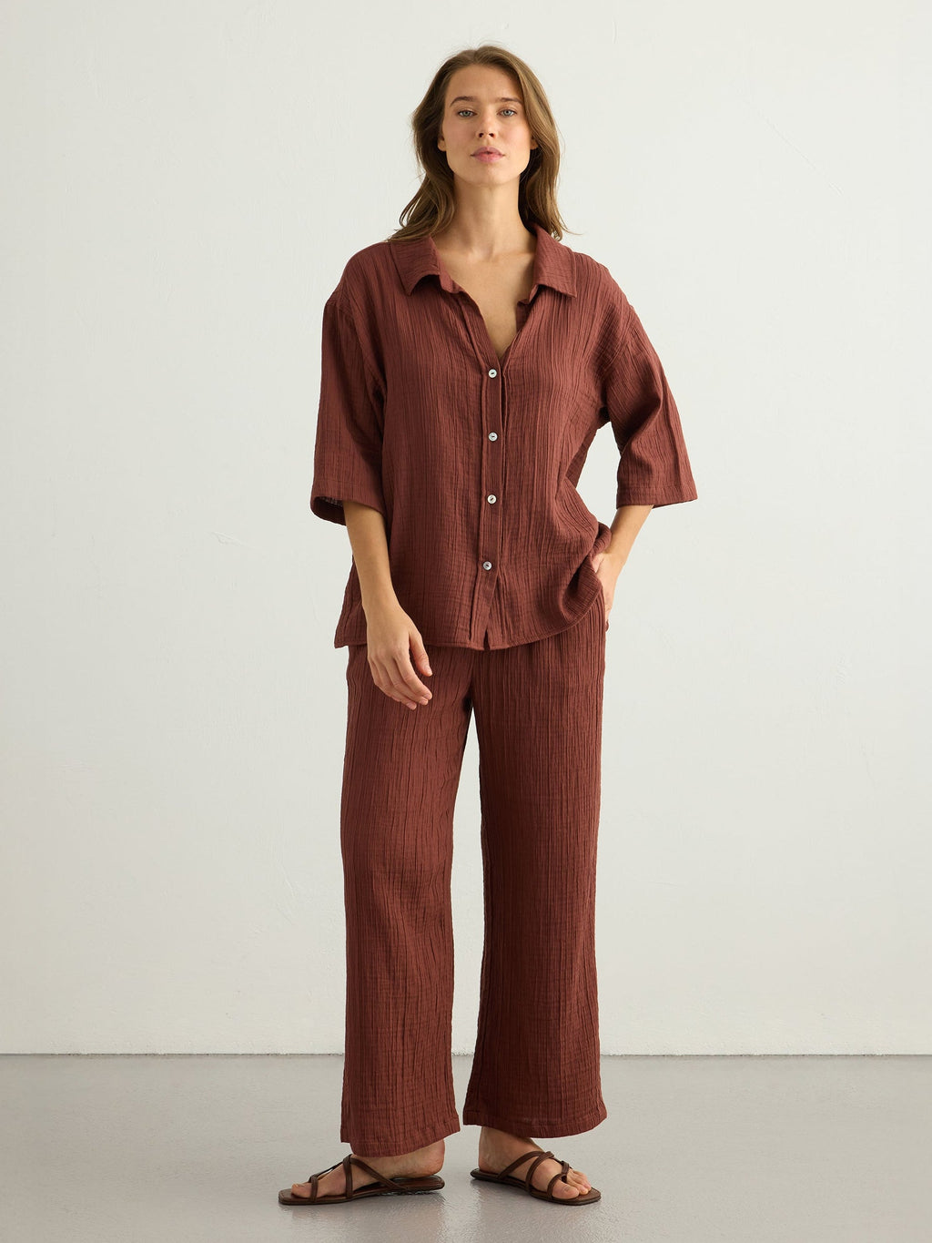 Kaya Boyfriend Shirt - Terracotta