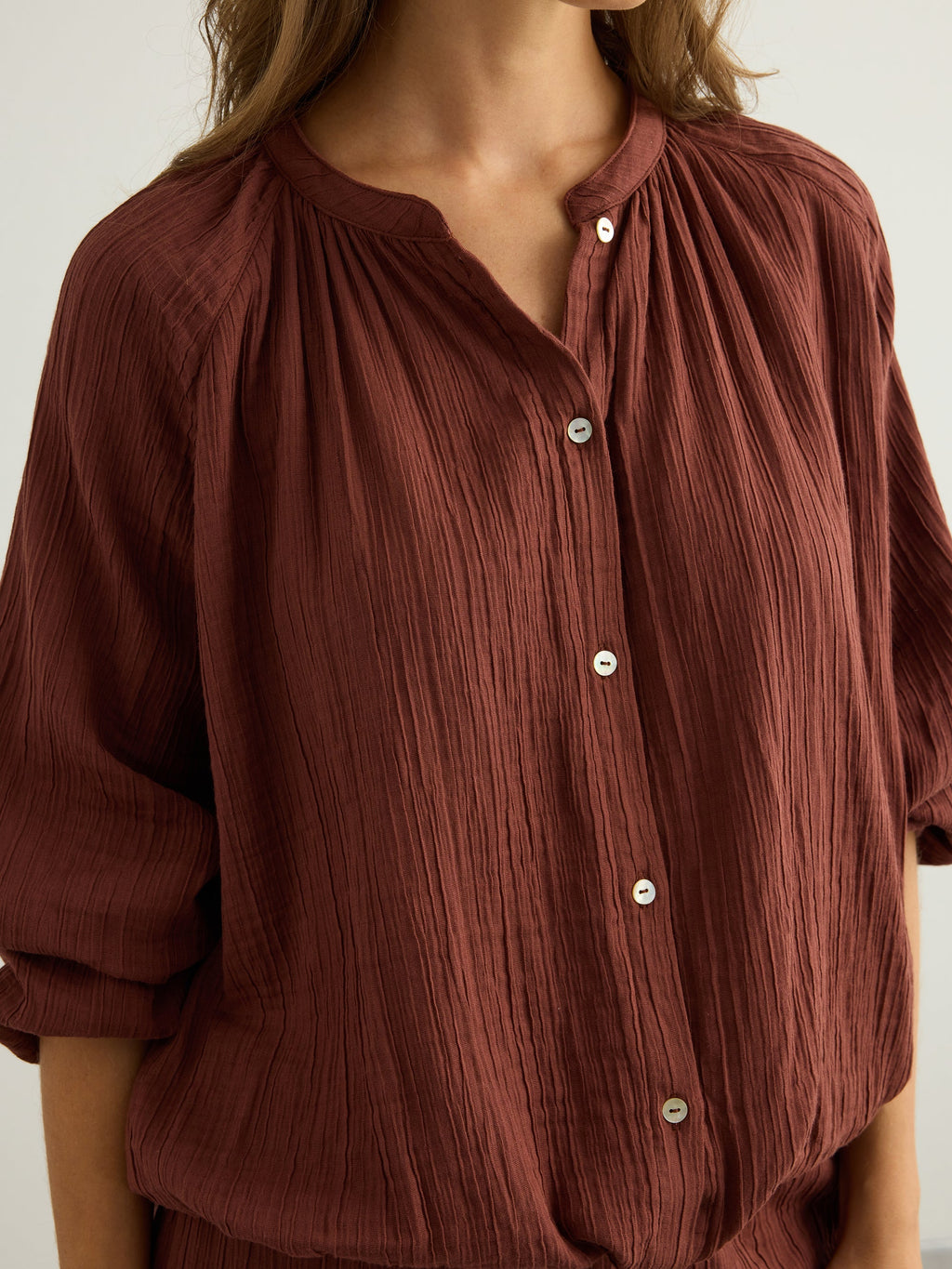 Kaya Buttoned Blouse - Terracotta