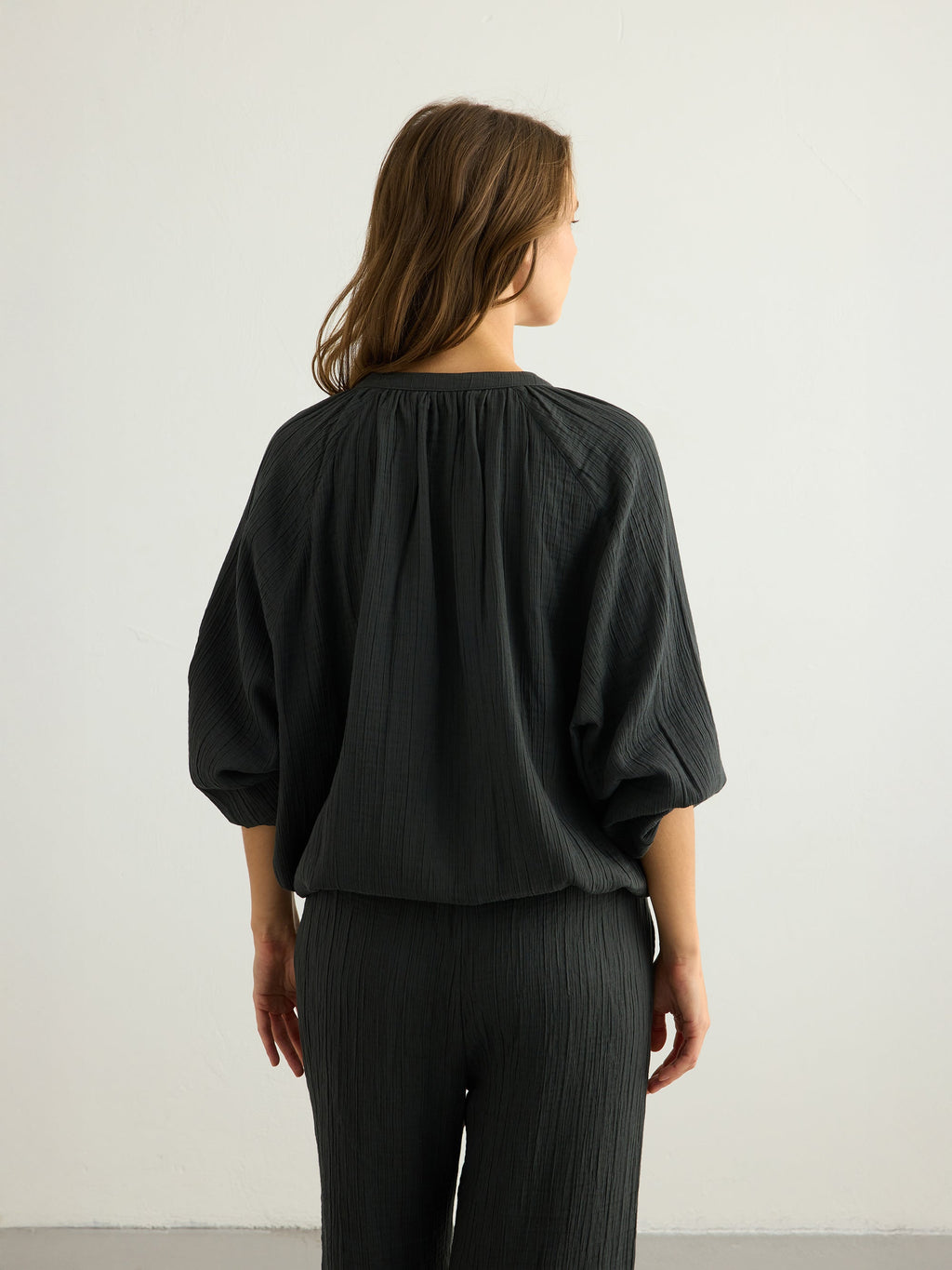Kaya Buttoned Blouse - Charcoal