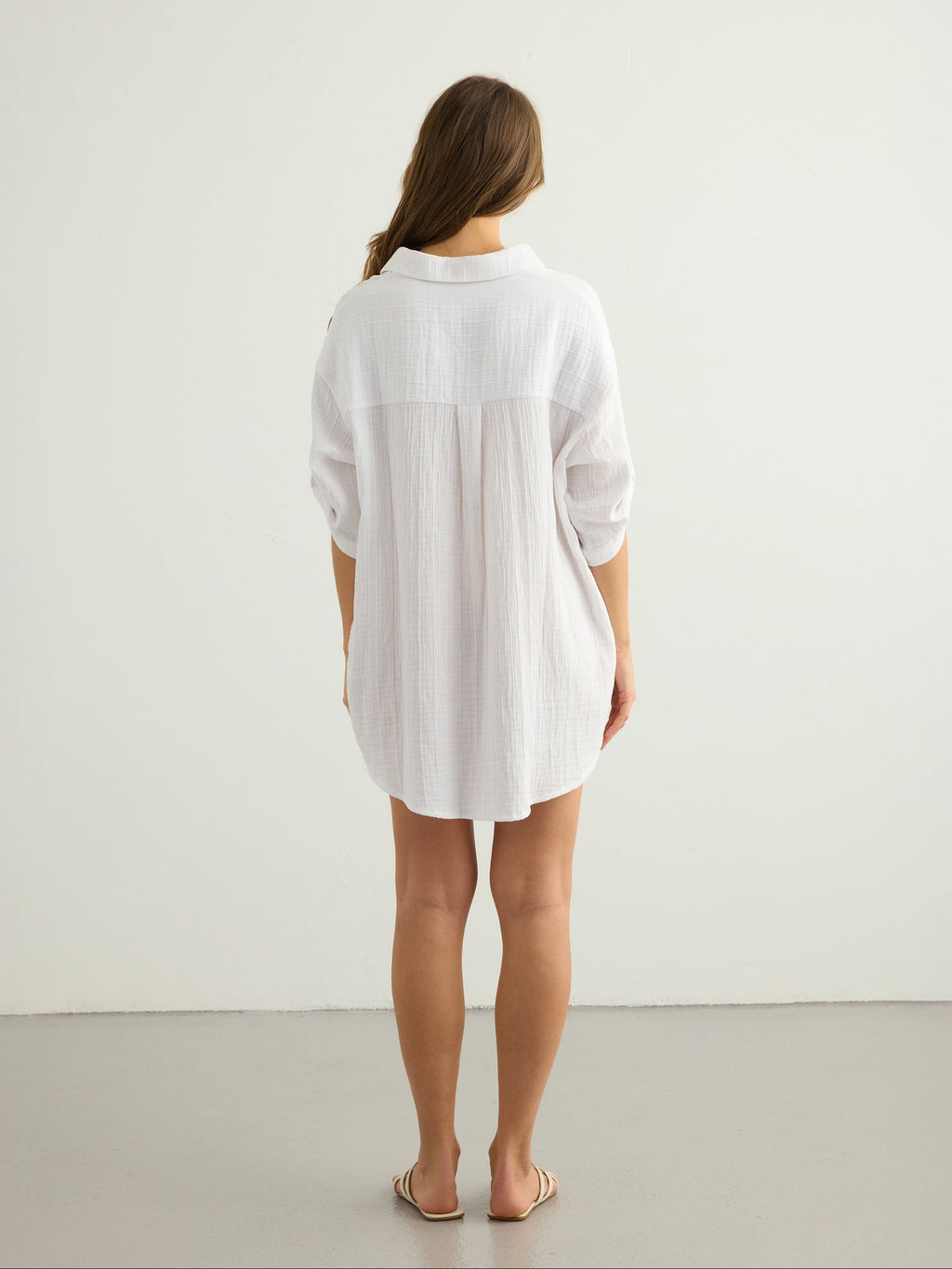 Kaya Oversized Shirt Dress - White
