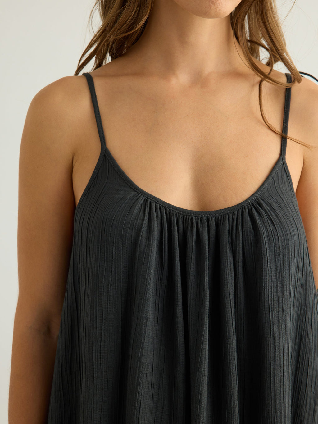 Kaya Tie Strap Maxi Dress - Charcoal