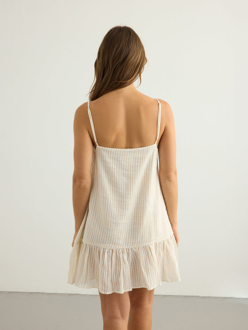 Liv Mini Ruffle Dress - White Stripes