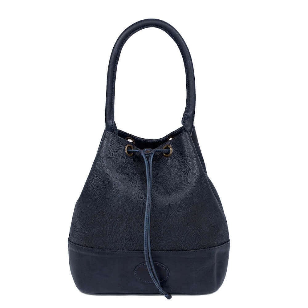 Tooled Leather Bucket Bag