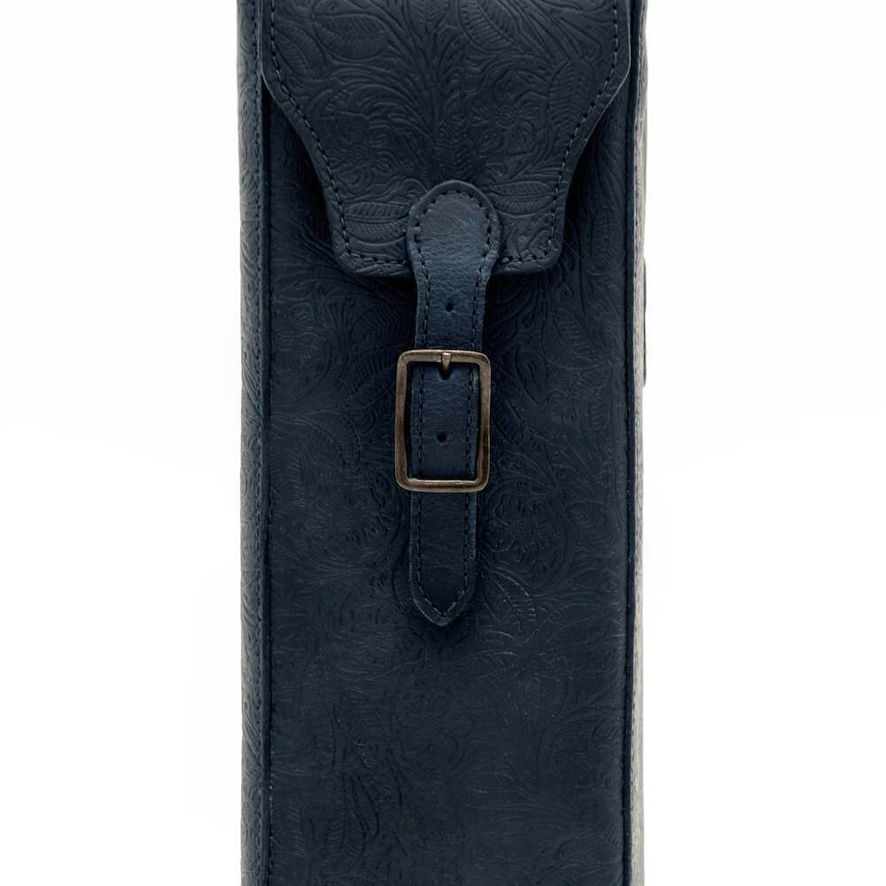Tooled Leather Single Bottle Wine Carrier