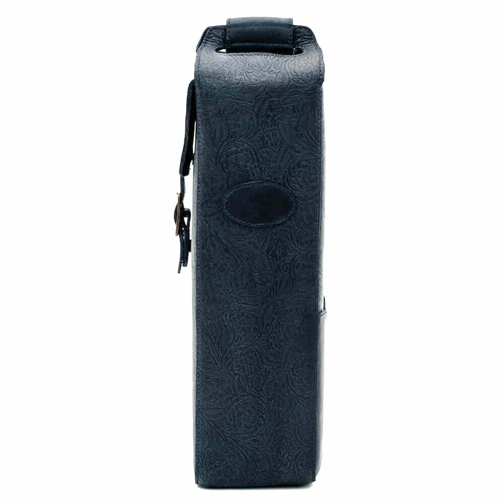 Tooled Leather Single Bottle Wine Carrier