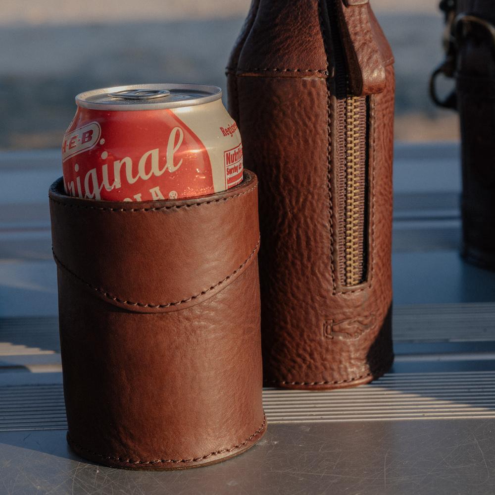Campaign Leather Can Koozie