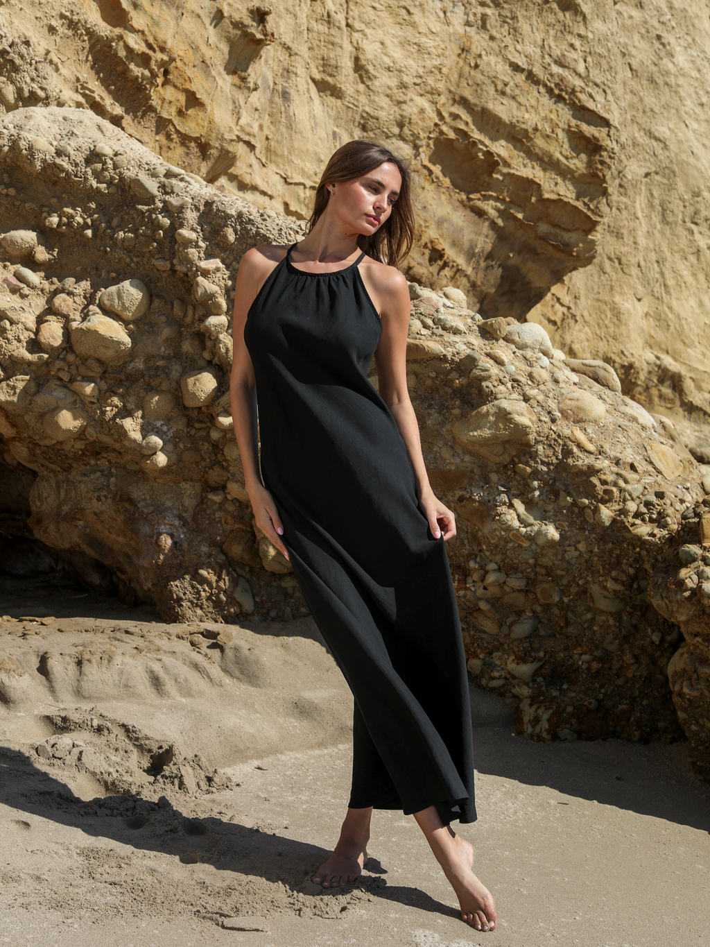 Nora Halter Maxi Dress - Black