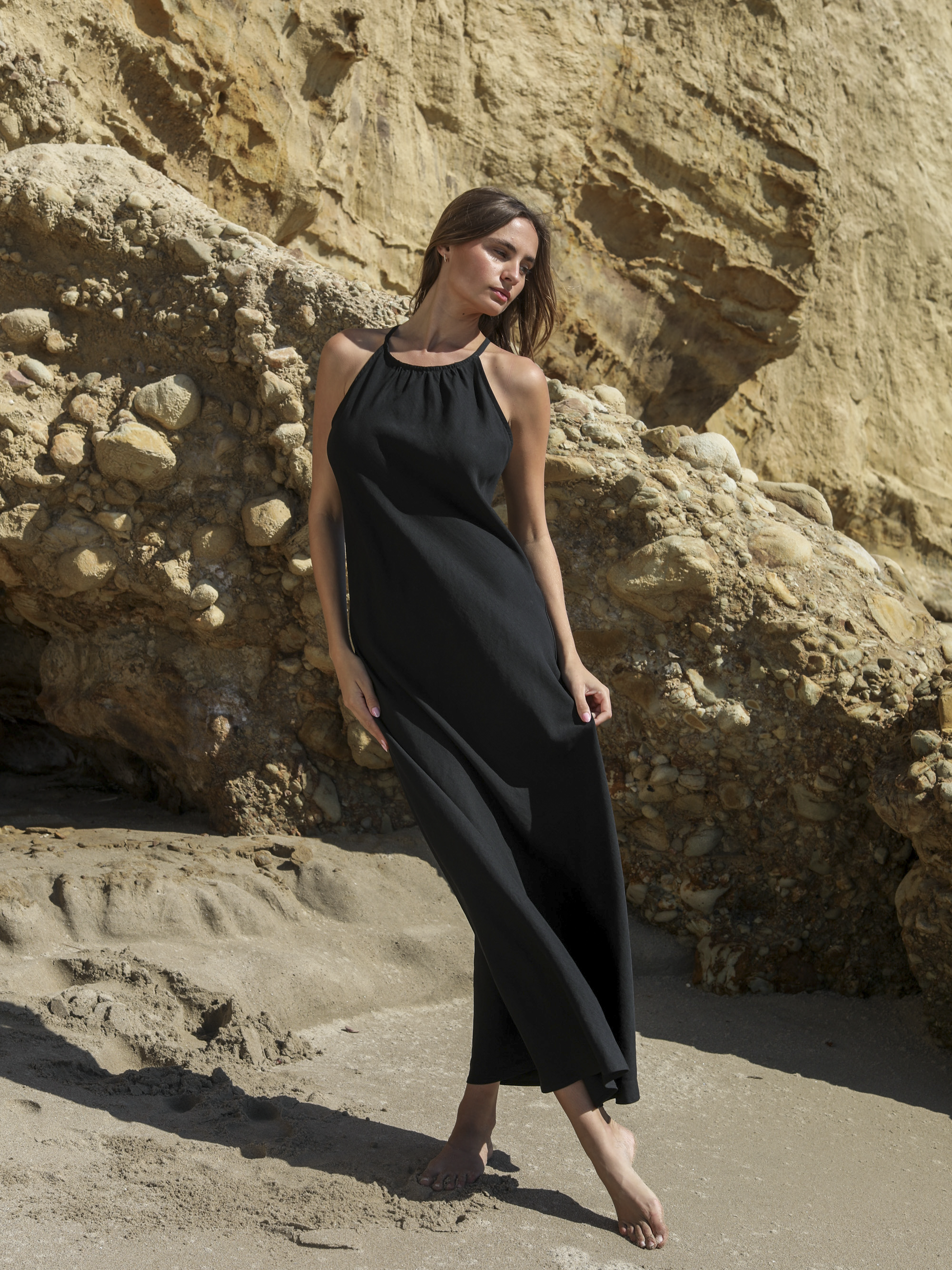 Nora Halter Maxi Dress - Black