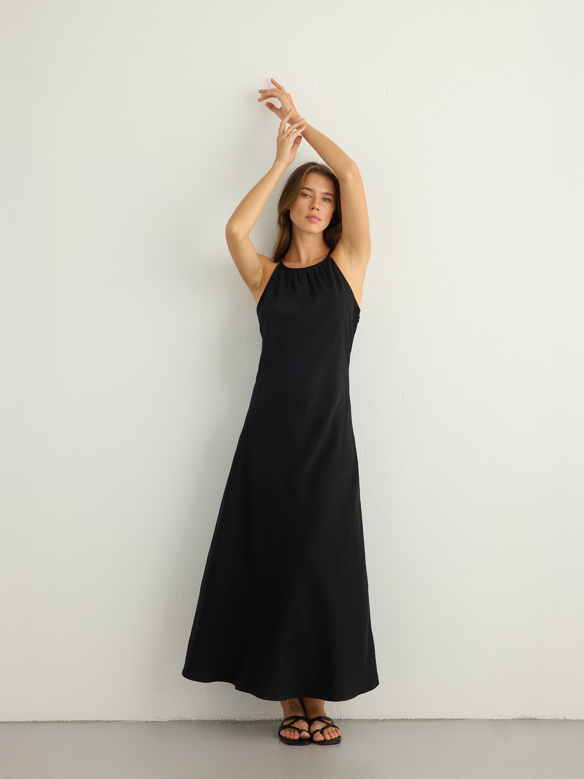Nora Halter Maxi Dress - Black