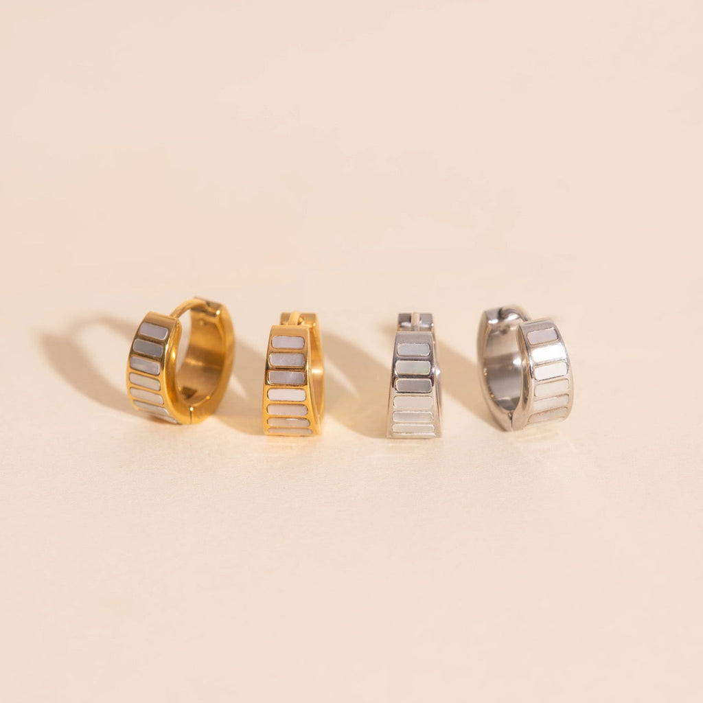 Pearl Shell Teardrop Super Chunky Huggie Hoop Earrings