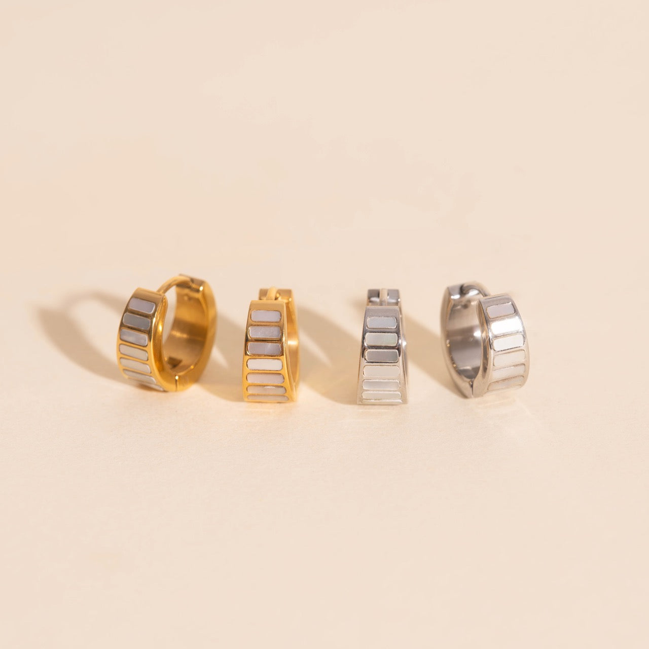 Pearl Shell Teardrop Super Chunky Huggie Hoop Earrings