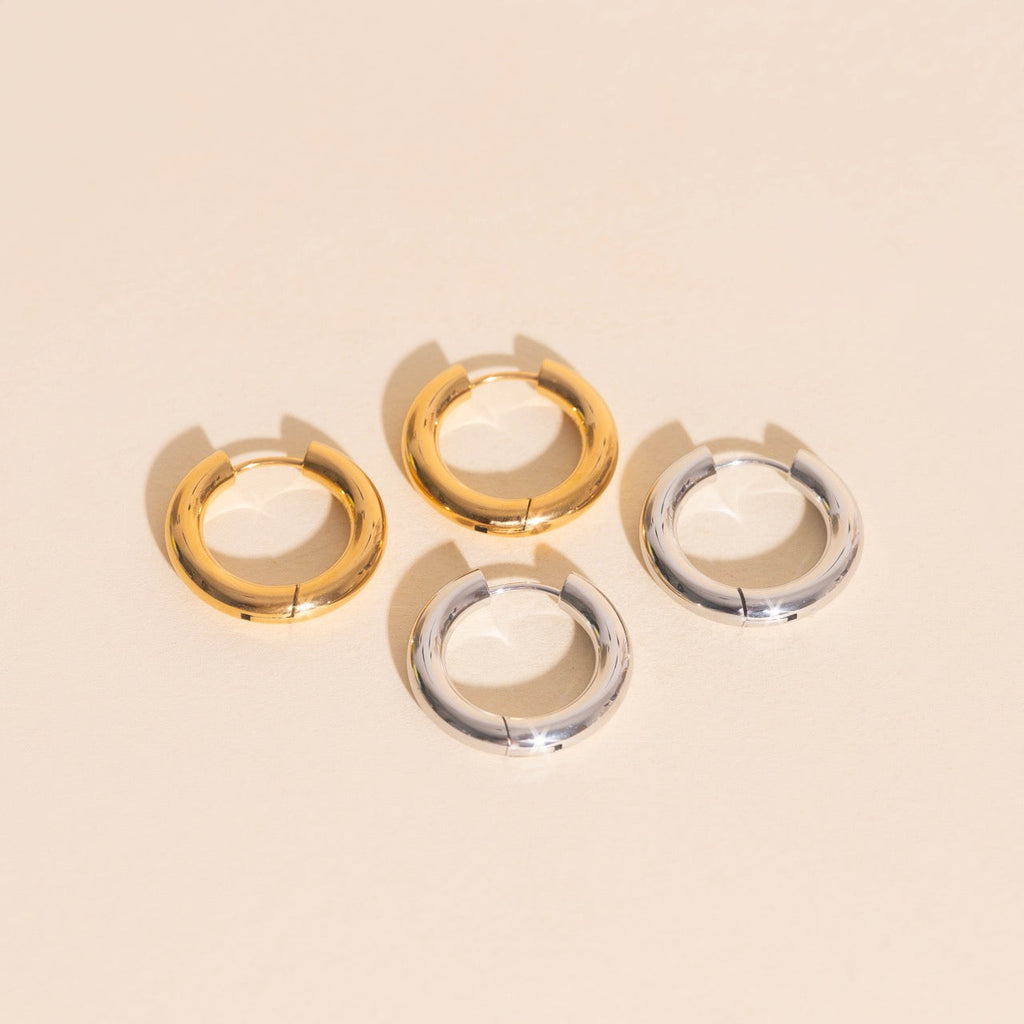 Titanium Chunky Rounded Huggie Hoop Earrings