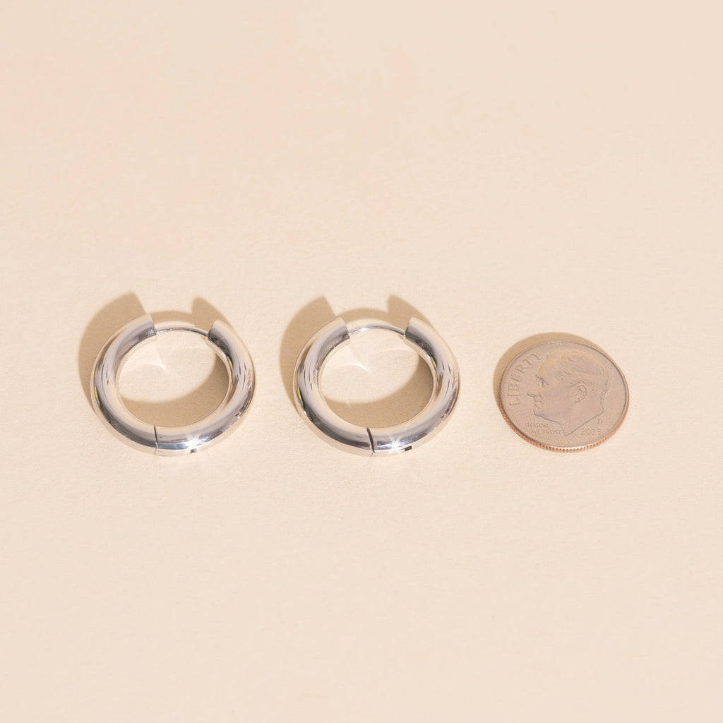Titanium Chunky Rounded Huggie Hoop Earrings