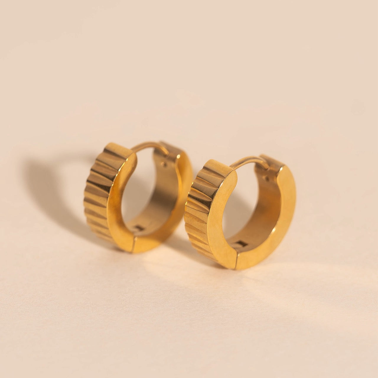 Textured Chunky Huggie Hoop Earrings