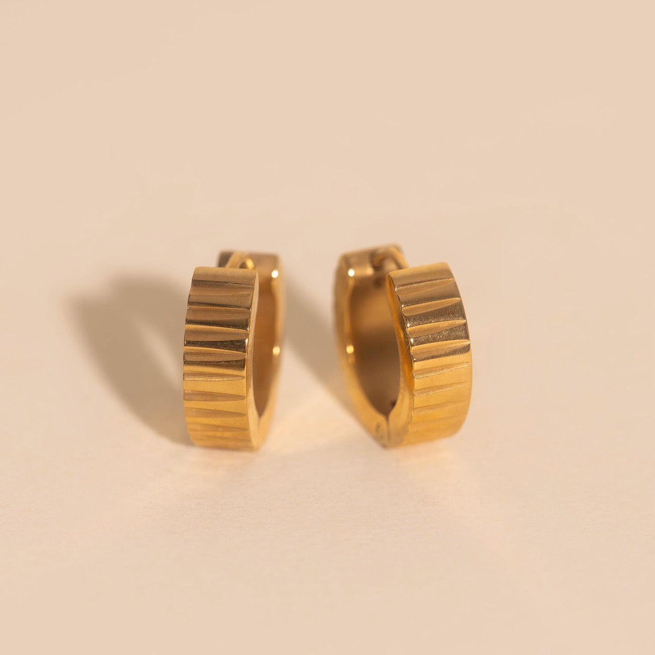 Textured Chunky Huggie Hoop Earrings