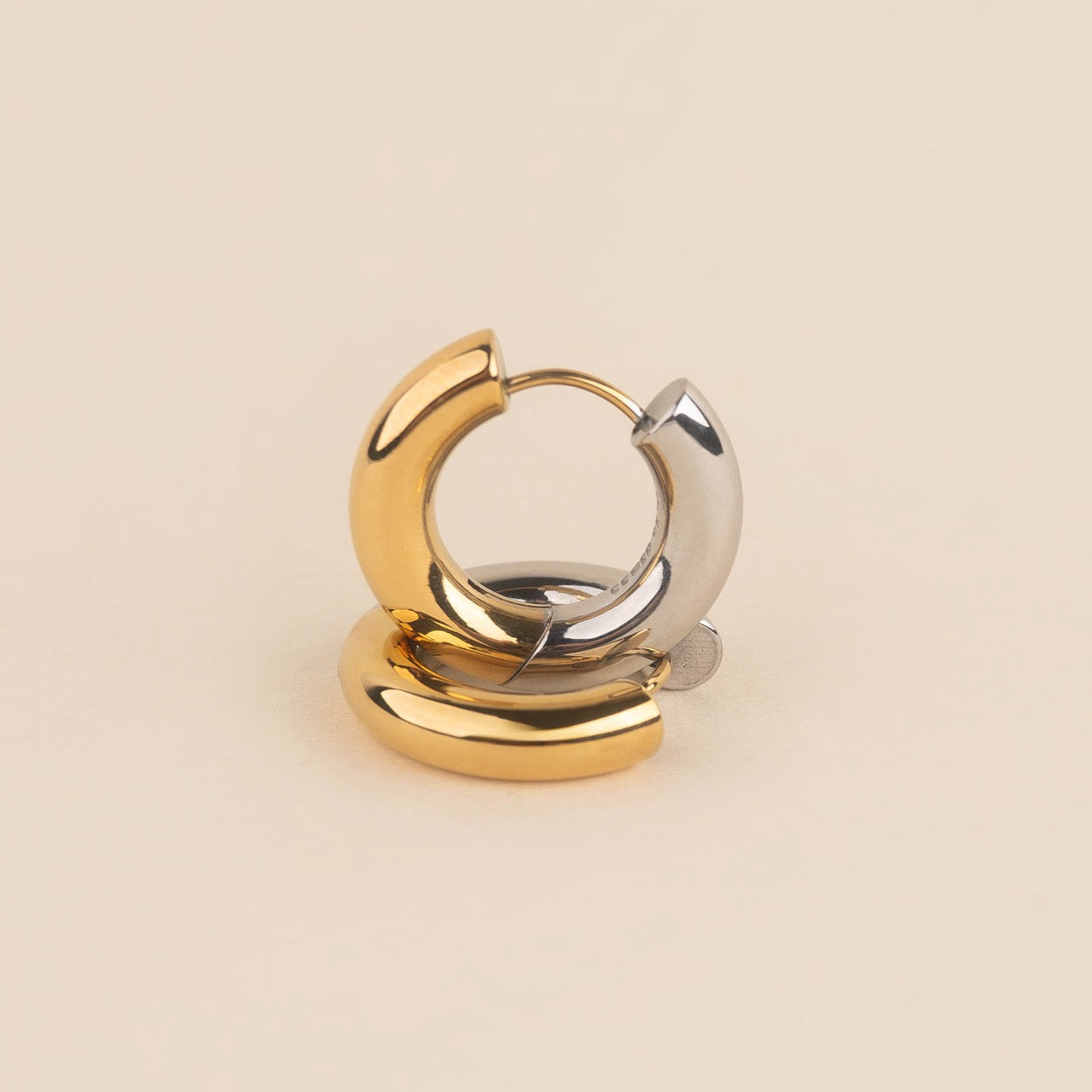 Titanium Chunky Rounded Huggie Hoop Earrings