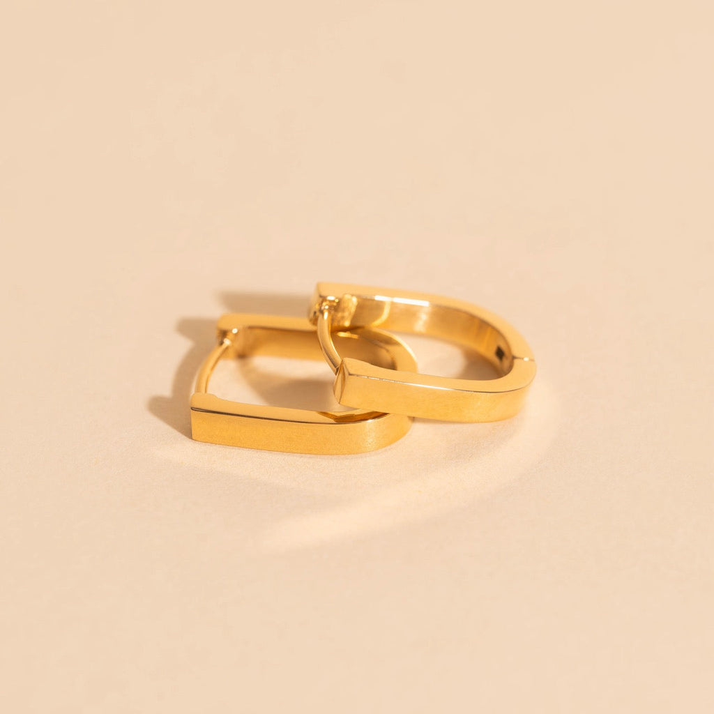 Smooth Stirrup Huggie Hoop Earrings