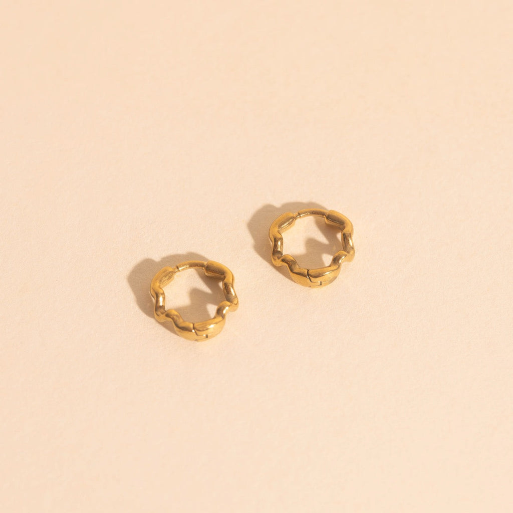 Squiggly Rounded Huggie Hoop Earrings
