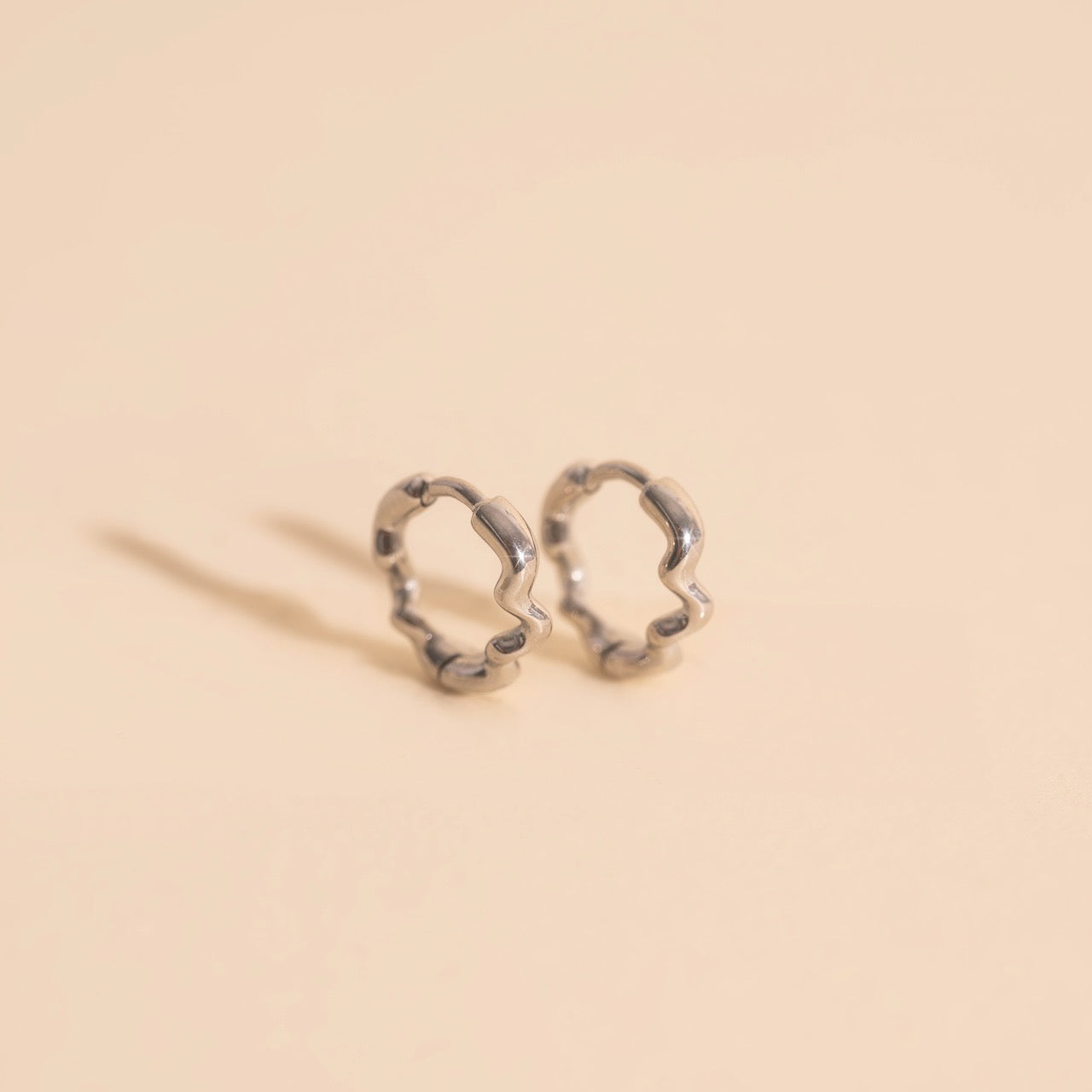 Squiggly Rounded Huggie Hoop Earrings